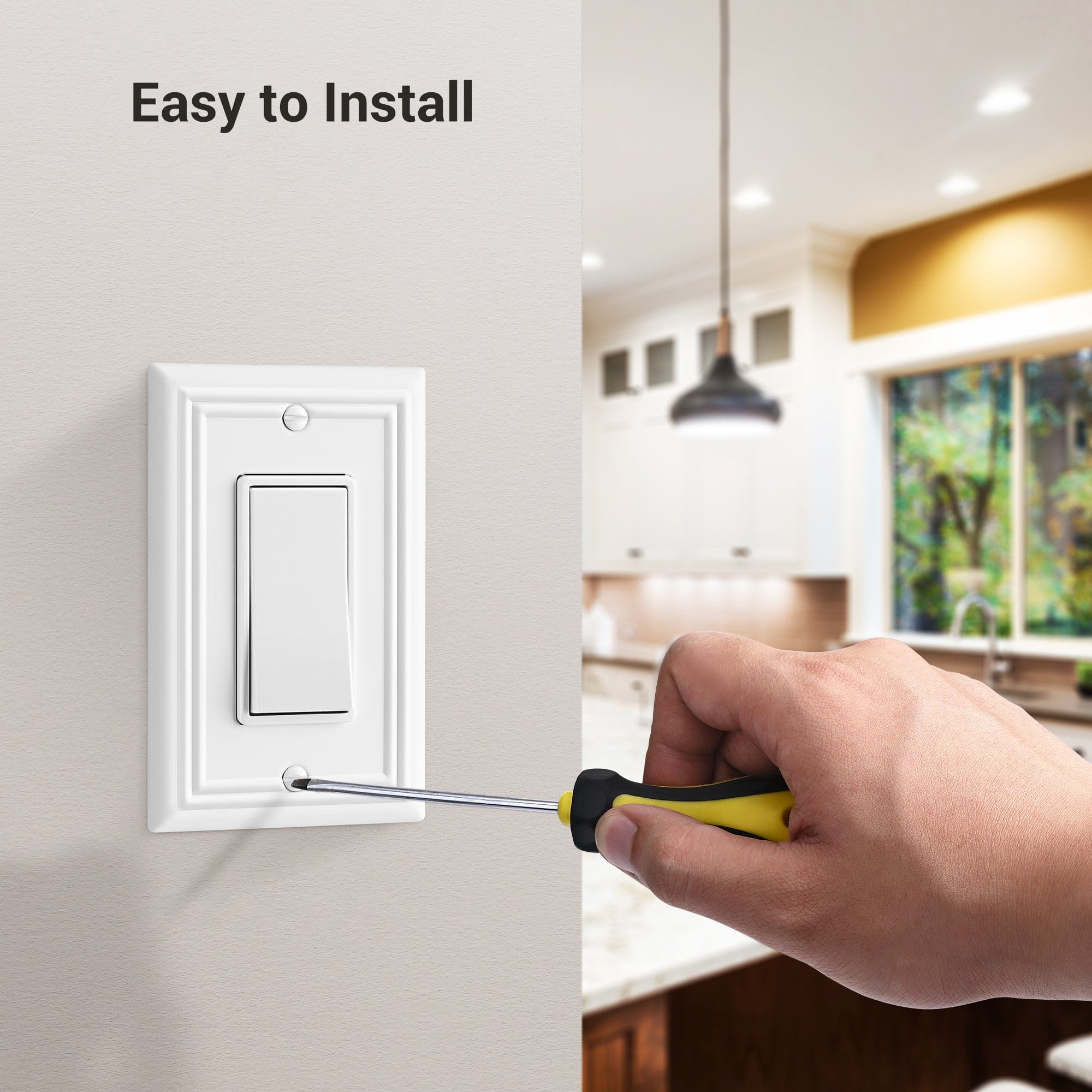 DEWENWILS Decorator Wall plates, White Finish Outlet Covers, Metal Face Plates for Electrical Outlets, GFCI, Dimmer Switch, 4-Pack-HRWP14C