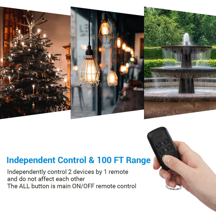 DEWENWILS Indoor Wireless Remote Control Light Switch and Outlet, 100 ft RF Range, for Lights, Fans, Lamps, Christmas Lights