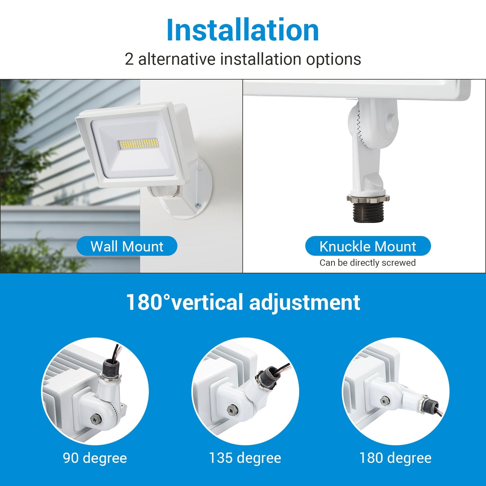 DEWENWILS 34W LED Flood Light Outdoor, 3200LM Super Bright (400W Equivalent), IP65 Waterproof Knuckle Mount LED Flood Light, 5000K LED Security Light for Garden, Yard, Garage-HFLB03B