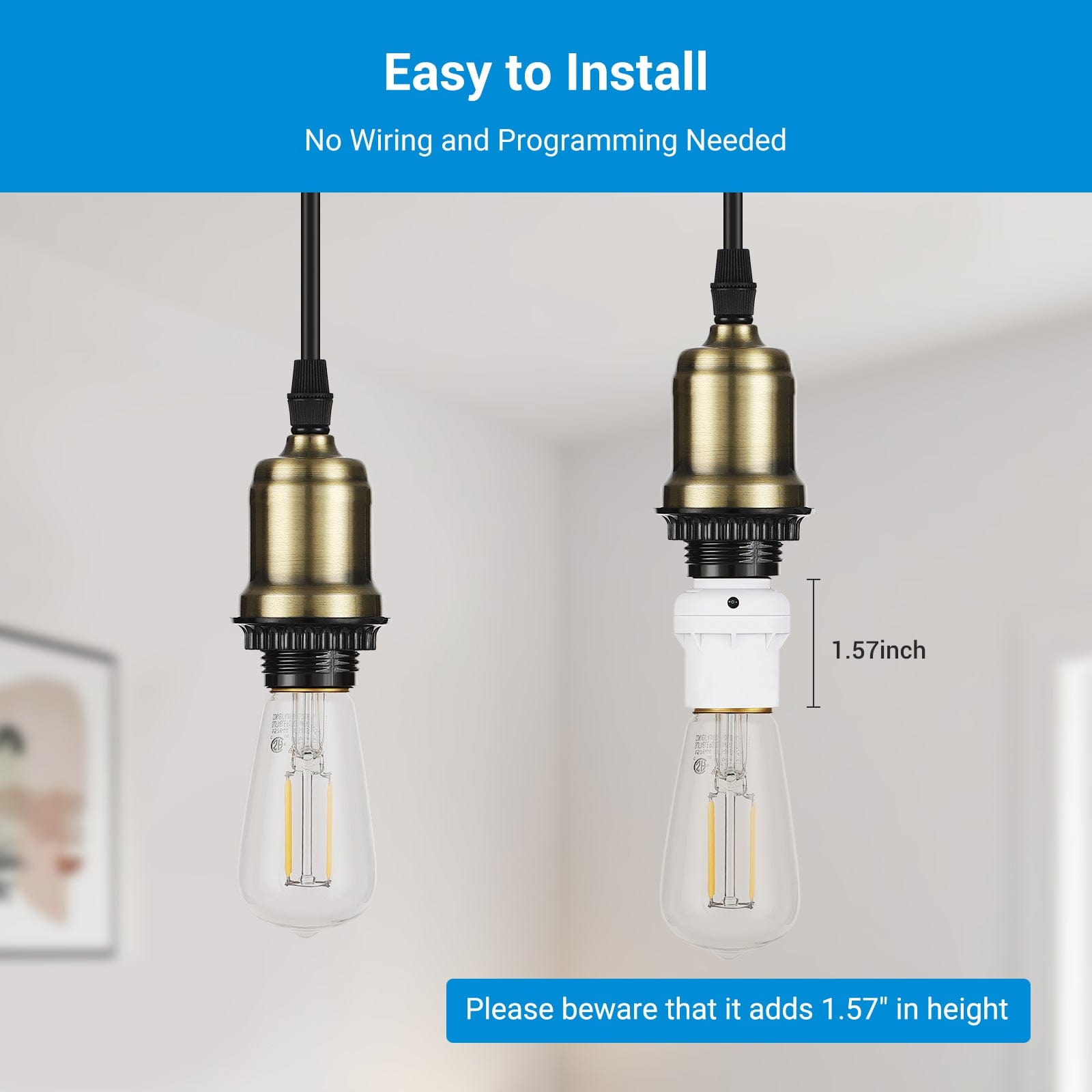 DEWENWILS Dusk to Dawn Light Sensor Socket E26/E27, Compatible with Incandescent/CFL/LED/Halogen Bulbs (4 Pack)-HSLS04A