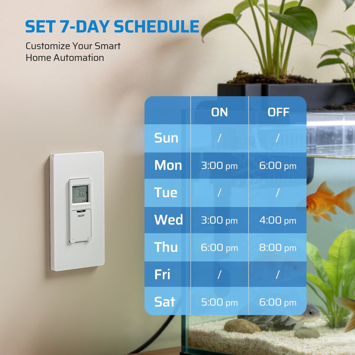 DEWENWILS Programmable In-Wall Digital Timer Switch, 16-On/Off Programs, Countdown (1min-99h59min) & Random & DST, Single-Pole/3-Way, Neutral Wire Required, ETL Listed, White