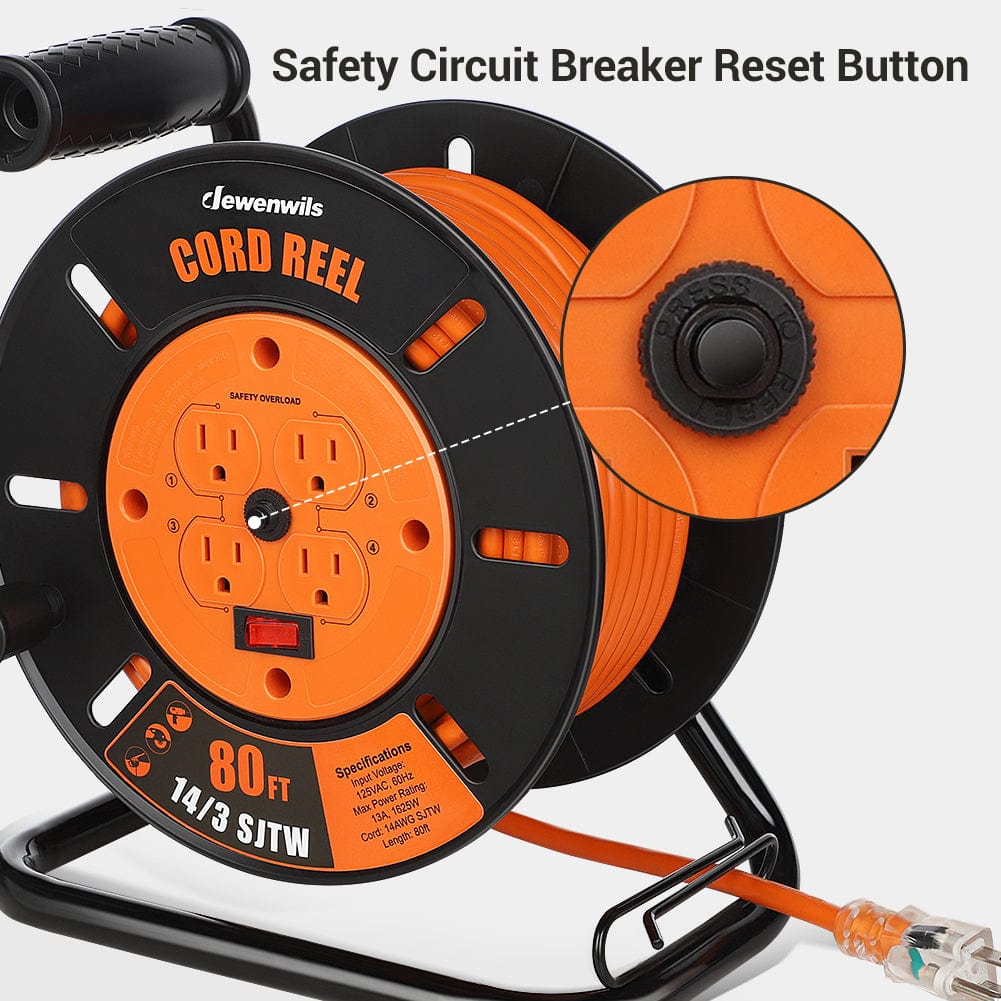 DEWENWILS | 80ft Retractable Extension Cord Reel