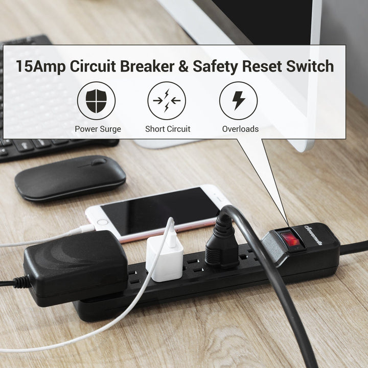 DEWENWILS Grounded Single Port Power Adapter with On/Off Switch, 3Prong Electrical Plug Outlet Switch, 15A Circuit Breaker, 280J Surge Protector