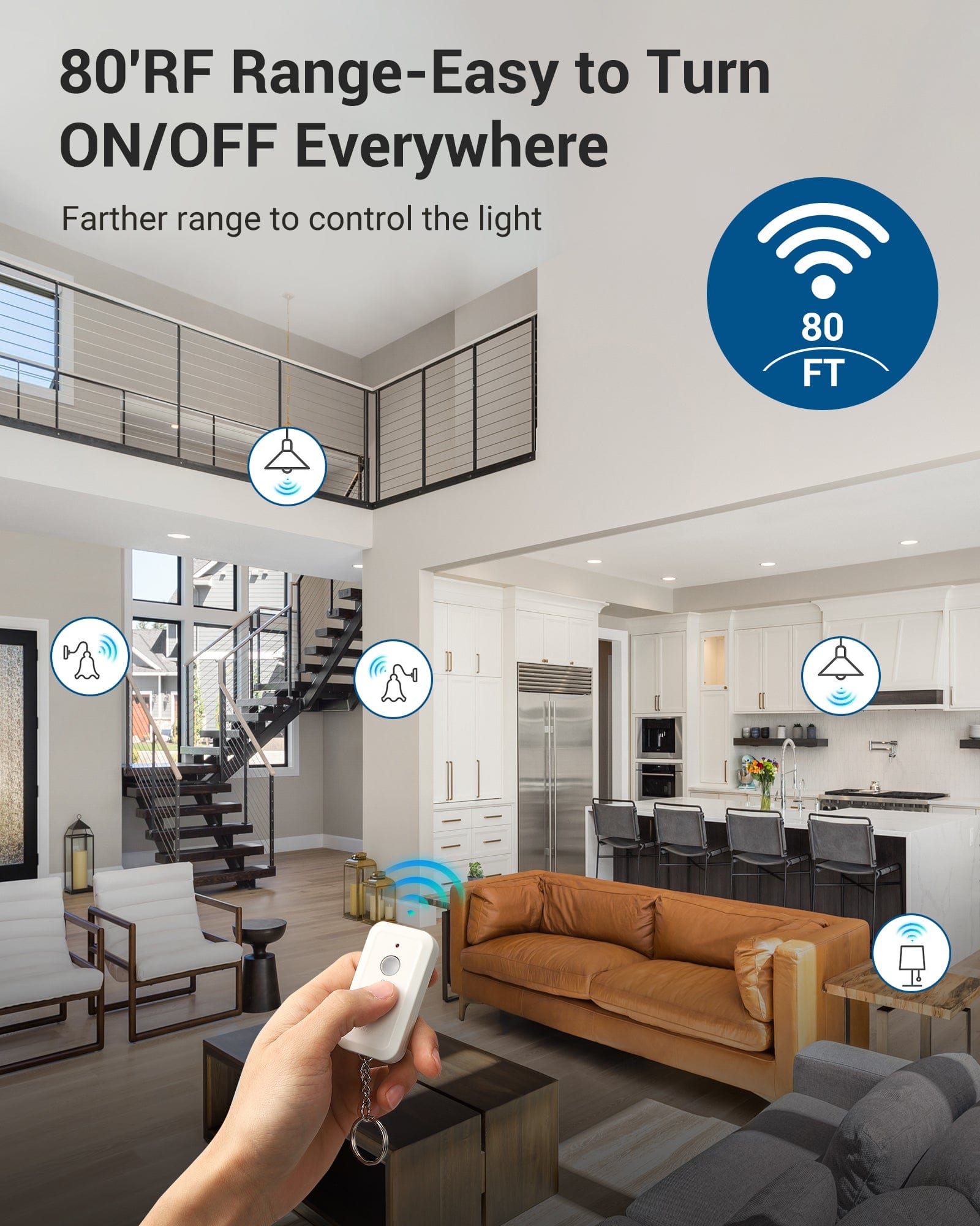 DEWENWILS Remote Control Light Bulb Socket, Wireless Light Bulbs Socket Switch Kit with Controller, Remote Light Socket E26/E27 Base for Pull Chain Light Fixture, No Wiring, Programmed-HRLS11R