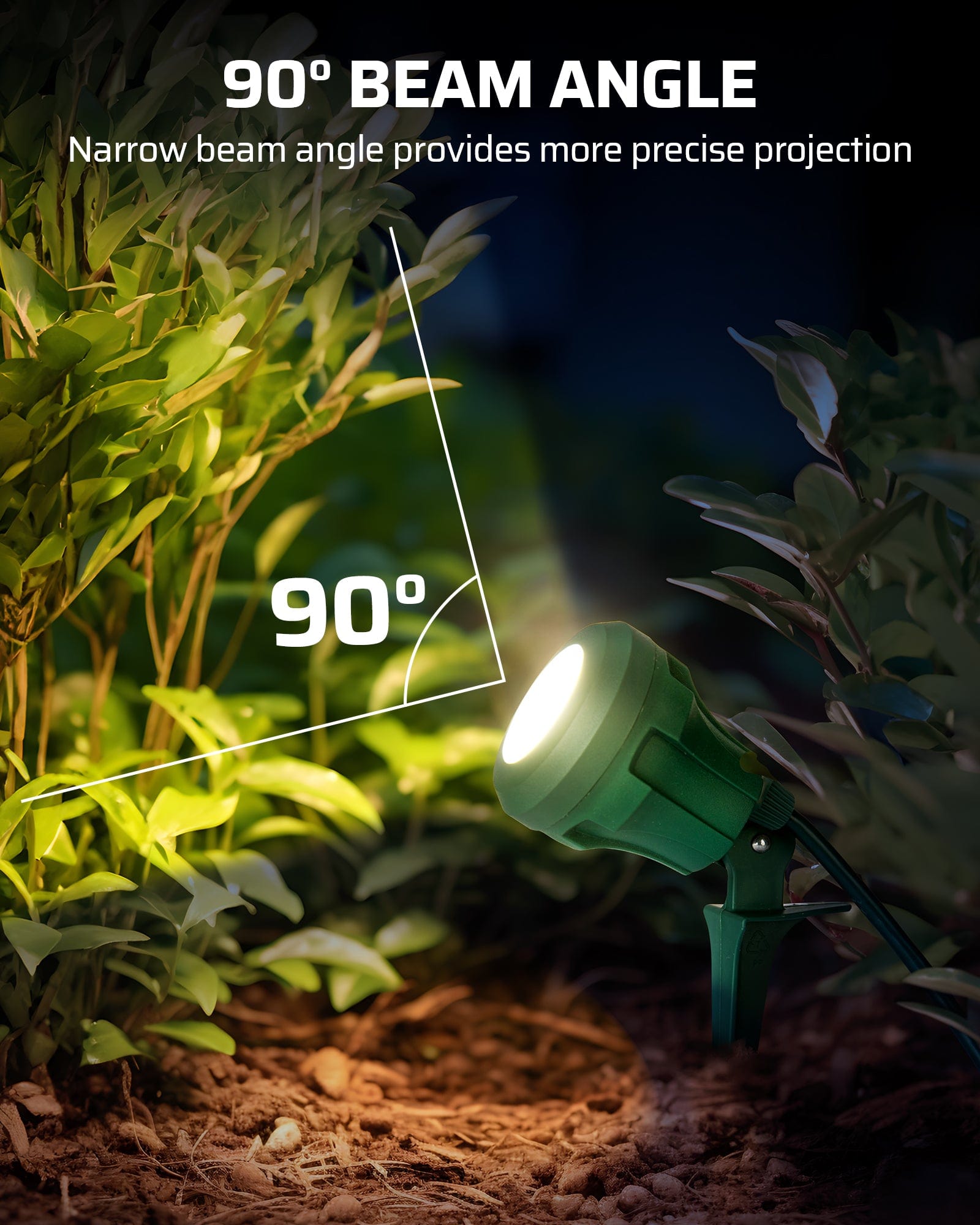 DEWENWILS 120V Spotlight Outdoor with 5ft Extension Cord, 400 Lumens Waterproof LED Spot Light with 3 Lenses (Red Yellow Green) for Holiday, Trees, Garden Decor-HGSL01A