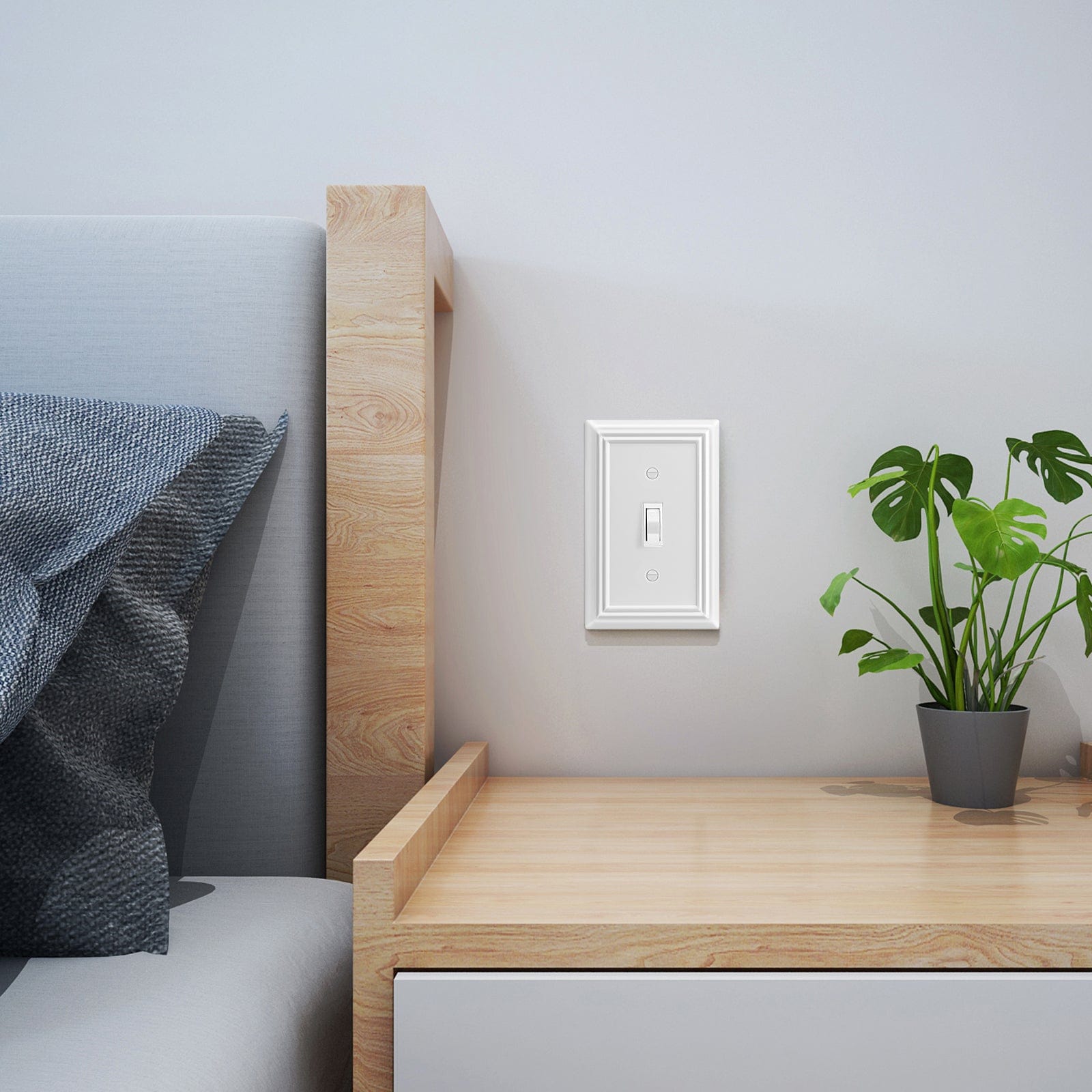 DEWENWILS 4-Pack Toggle Wallplate, Metal Light Switch Covers with White Finish, Heavy Duty Face Plates-HTWP14C