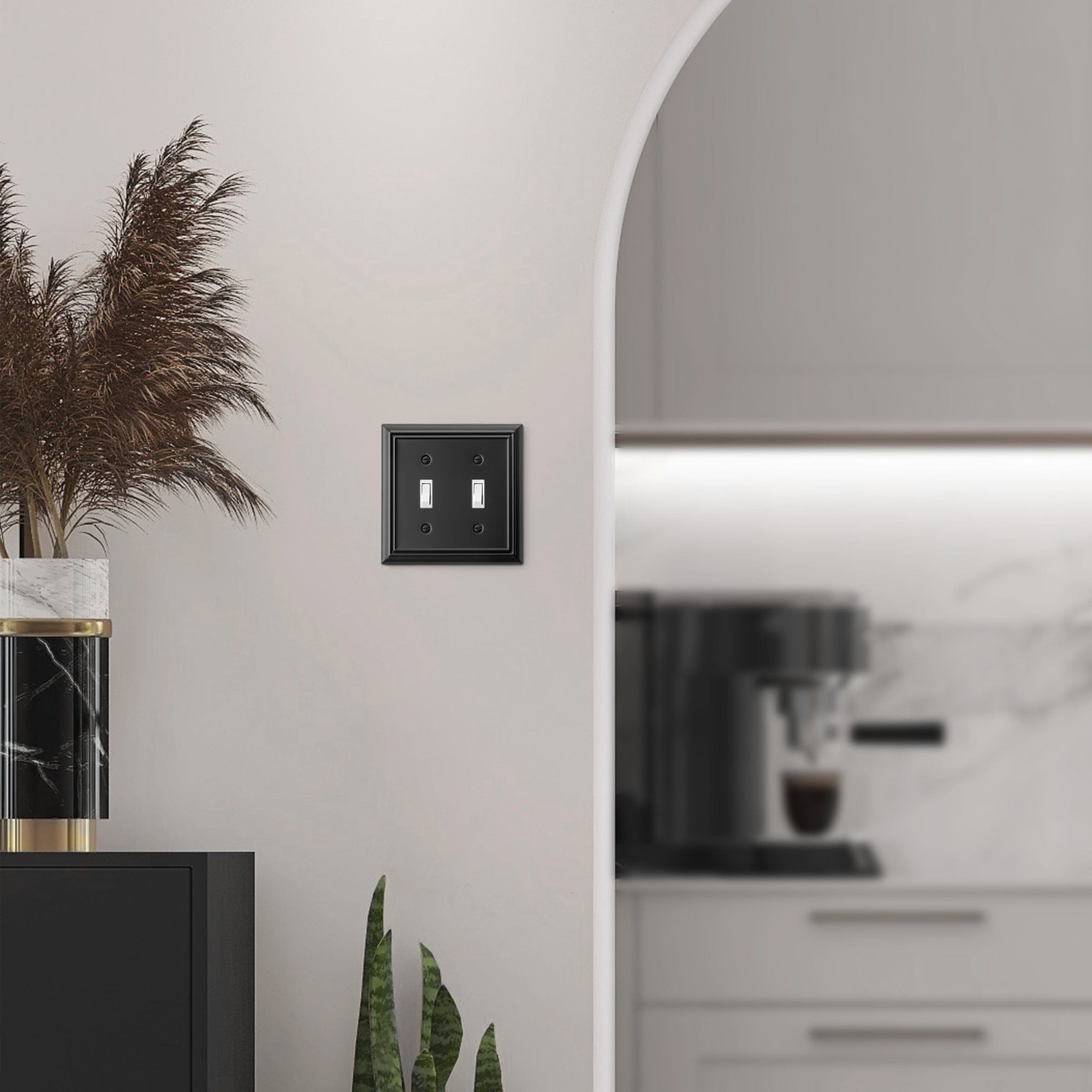 DEWENWILS 2-Pack Decorative Light Switch Cover, Metal Toggle Light Switch Wall Plate-HTWP22D