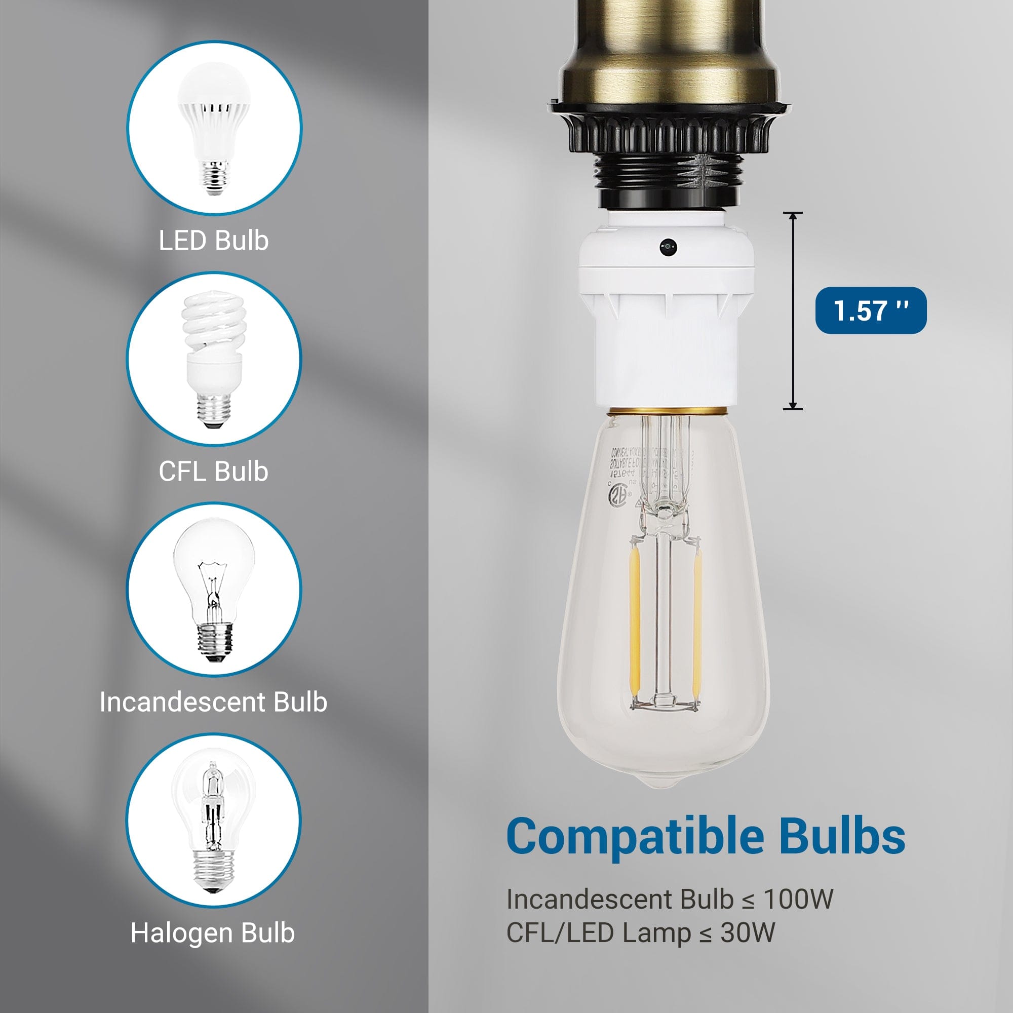DEWENWILS Dusk to Dawn Light Sensor Socket E26/E27, Compatible with Incandescent/CFL/LED/Halogen Bulbs (6 Pack)-HSLS06A