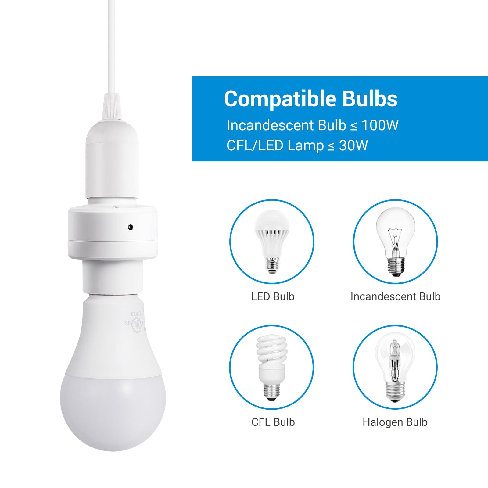DEWENWILS Dusk to Dawn E26 Light Sockets with Time and Automatic Photocell Sensor, Light Socket Adapter for Candelabra, Porch Light (2 Pack)-HSLS02B