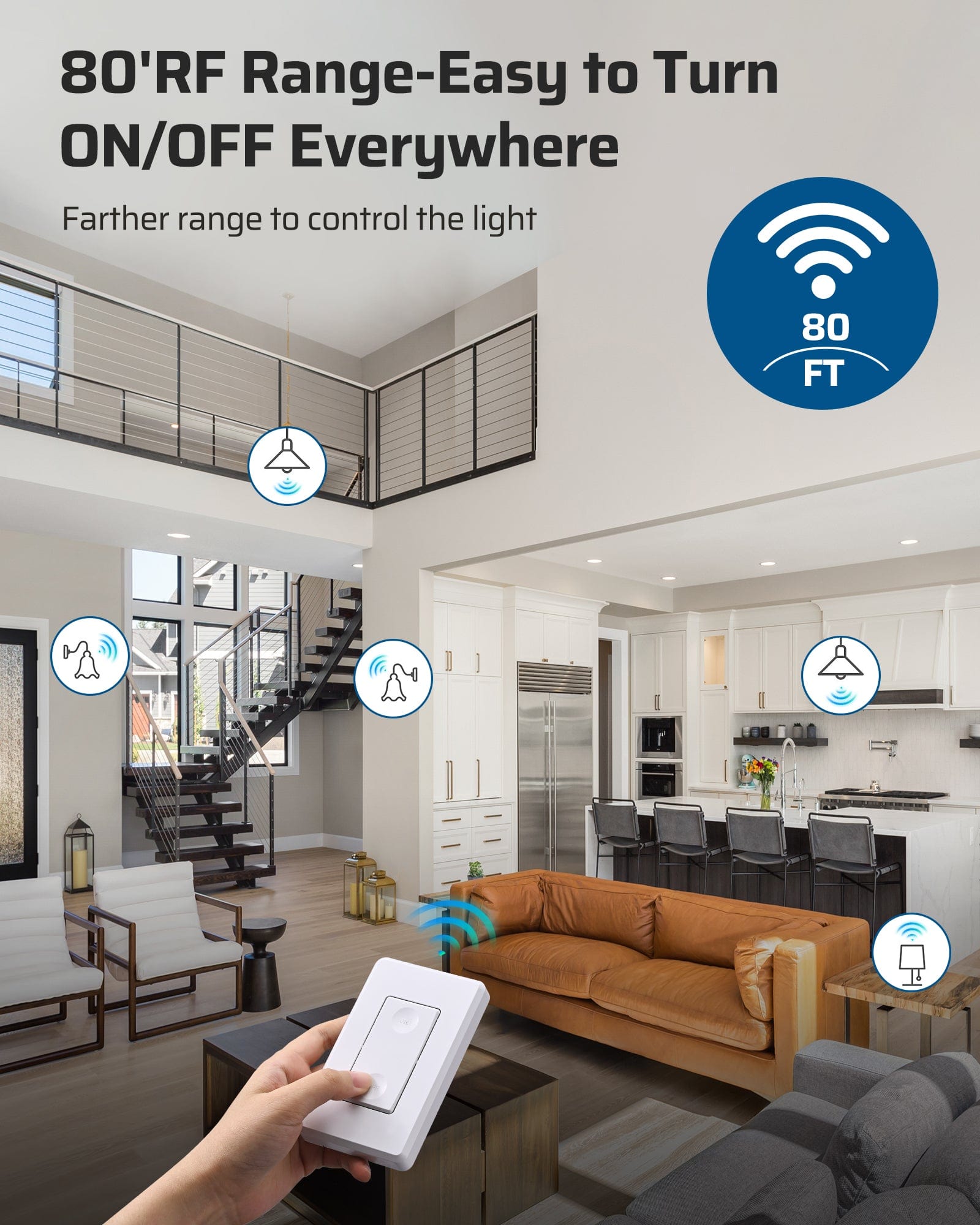 DEWENWILS Programmable Wireless Remote Control Light Bulb Socket (E26/E27) and Switch (1 Switch + 2 Sockets)--WSHRLS12B1