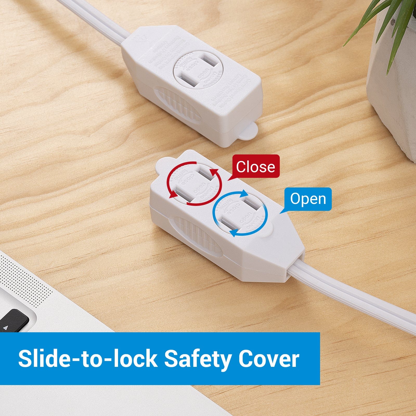 DEWENWILS 12ft Indoor Twin Extension Cord , Flat, Split Double Extension Cord, 6 Polarized Outlets with Safety Cover (2 Pack)-HICW62B