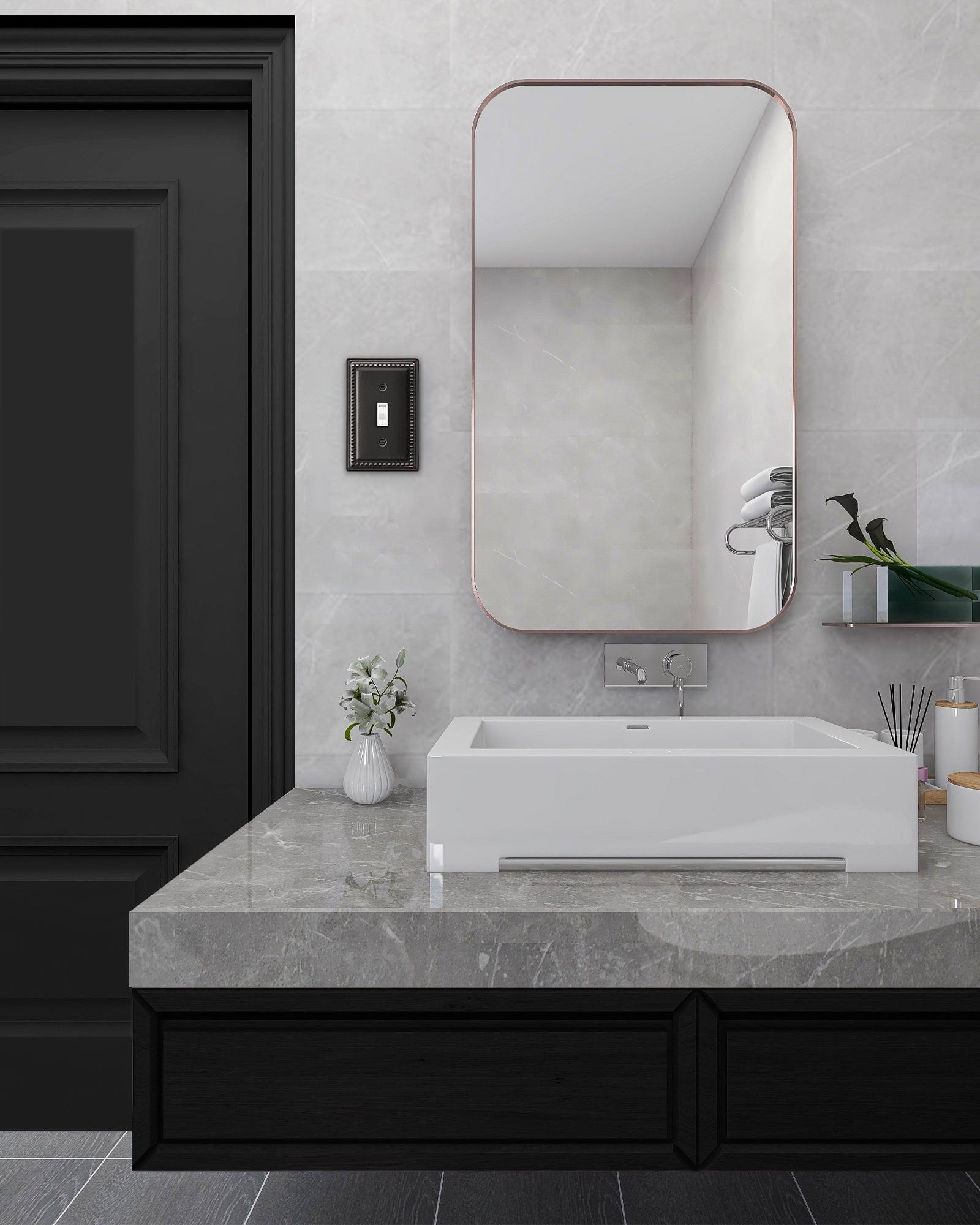 DEWENWILS 4 Pack Decorative Light Switch Cover, Metal Toggle Light Switch Wall Plates, Aged Bronze Outlet Covers for Home, Office-HTWP03B