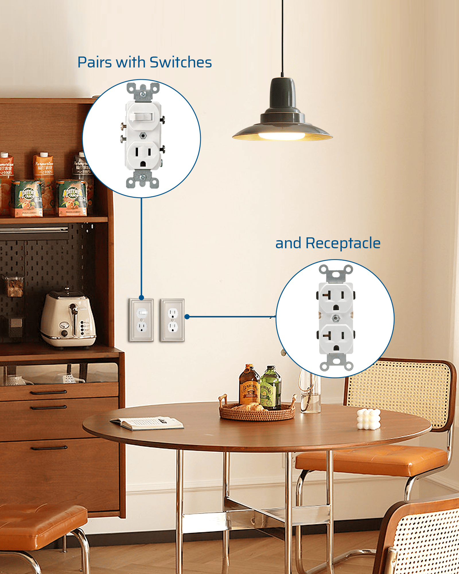 DEWENWILS 4-Pack Metal Wall Plates, Brushed Nickel Outlet Cover, Duplex Face Plates for Electrical Outlets-HDWP01A