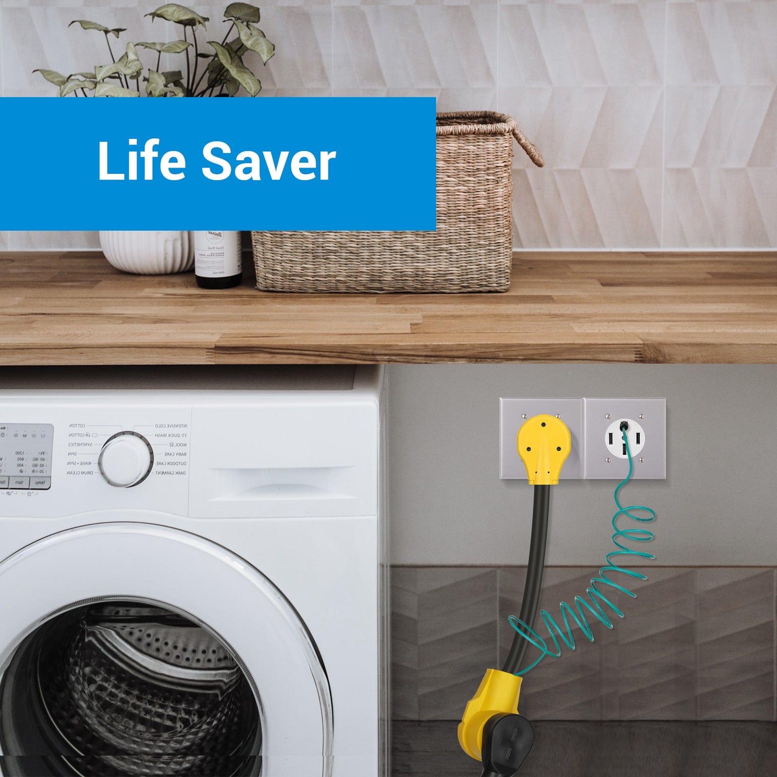 DEWENWILS 1.5ft 3 Prong to 4 Prong Dryer Plug Adapter, NEMA 14-30R Male to 10-30P Female STW 10-AWG Electric Dryer Connector Cord, 30Amp/250V/7500W-HHDC01B1