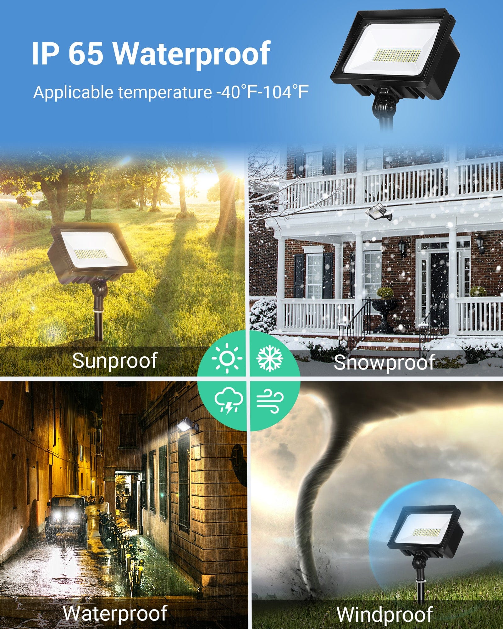 DEWENWILS 2-Pack 65W LED Flood Light Outdoor, IP65 Waterproof 6670 Lumen Super Bright (500W Halogen Equiv) Adjustable Knuckle Mount LED Security Light, 5000K Daylight for Yard, Garage, Garden-HFLB02A