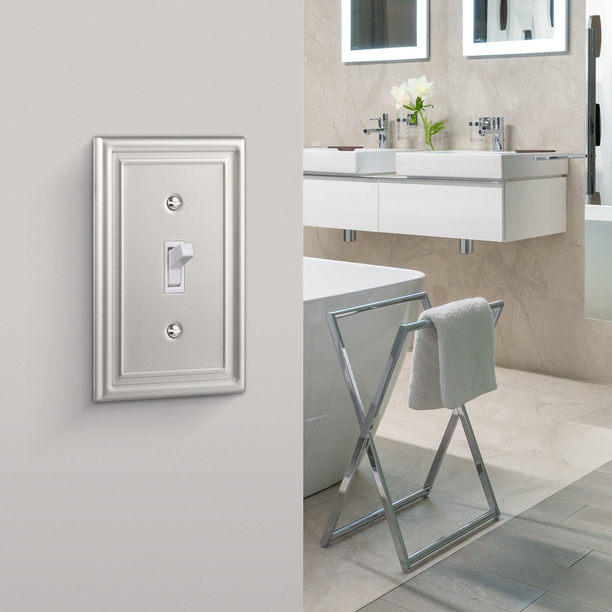 DEWENWILS 4 Pack Toggle Wall Plates, Brushed Nickel Light Switch Cover, Metal Face Plates-WHTWP01A