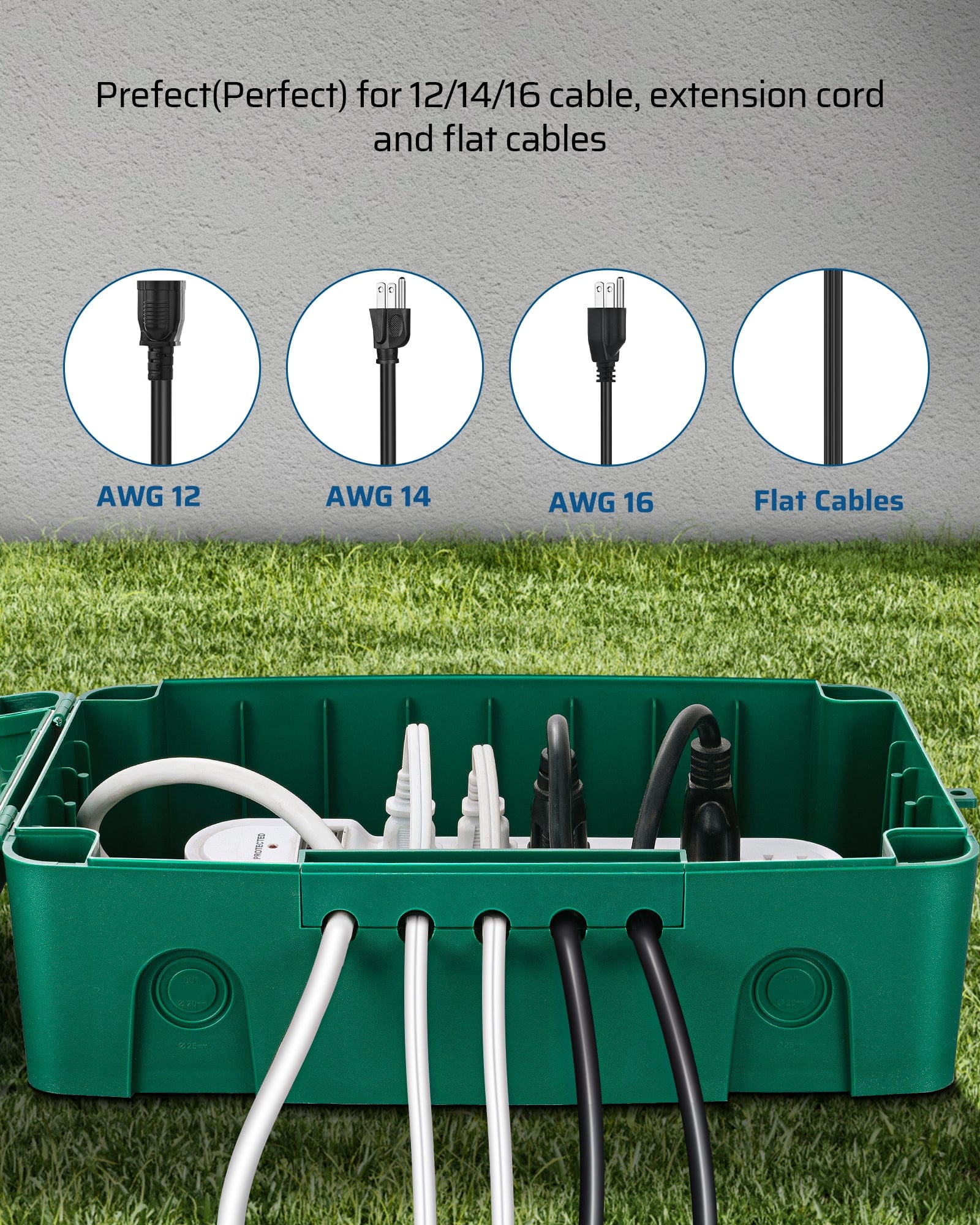 DEWENWILS Outdoor Electrical Box, Waterproof Power Cord Protector for Electrical Connections for Extension Cords-HCCB01C
