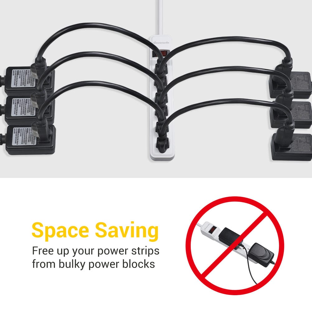 DEWENWILS 1ft Short Extension Cord, 16 AWG SJTW for Indoor Outdoor, 3 Prong Grounded Outlets Plugs, NEMA 5-15P to NEMA 5-15R (10 Pack) -HNCB01J