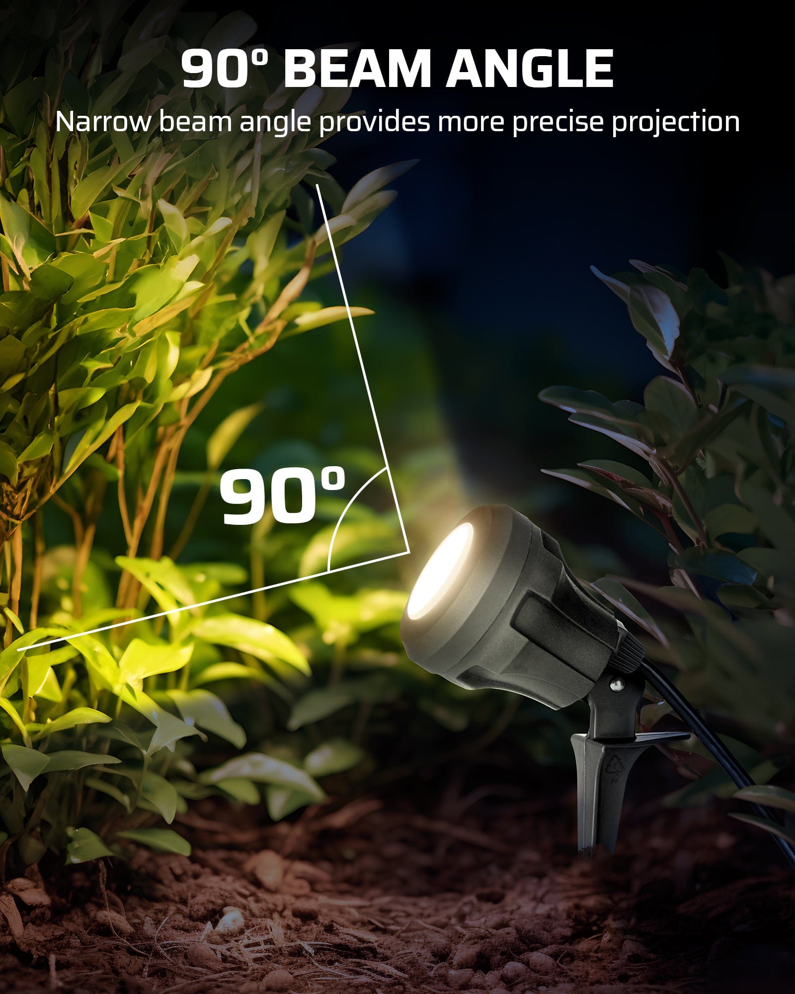 DEWENWILS 120V LED Outdoor Spotlight, 3 Extra Lenses (Red Green Yellow), 4.8W 5000K Plug in Spotlight Outdoor, Waterproof Landscape Light for Yard, Halloween, Christmas Tree Flag Light-HGSL01C