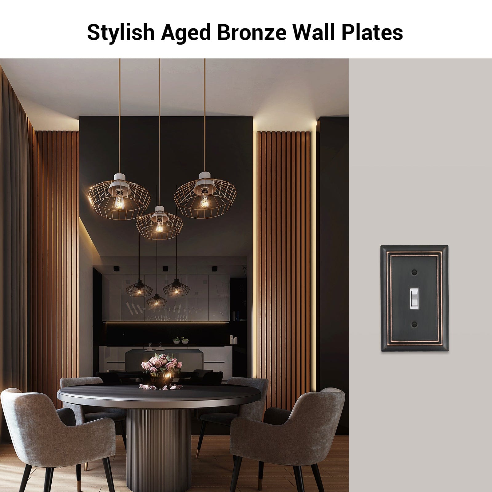 DEWENWILS 4 Pack Toggle Wallplates, Aged Bronze Light Switch Covers, Heavy Duty Matel Material-HTWP14B