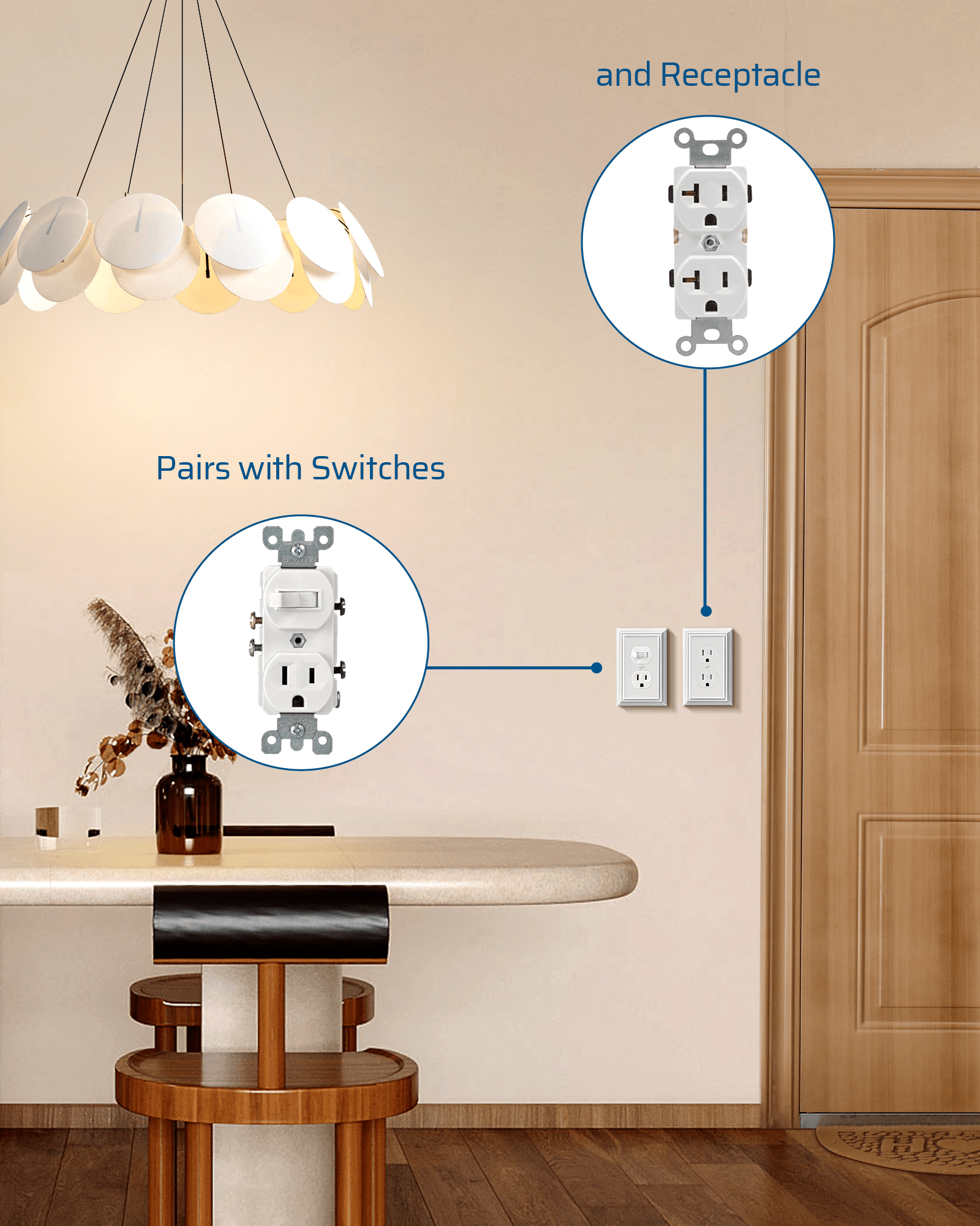 DEWENWILS 4-Pack Duplex Wallplates, Metal Receptacle Outlet Cover with White Finish, for Electrical Outlets-HDWP14C