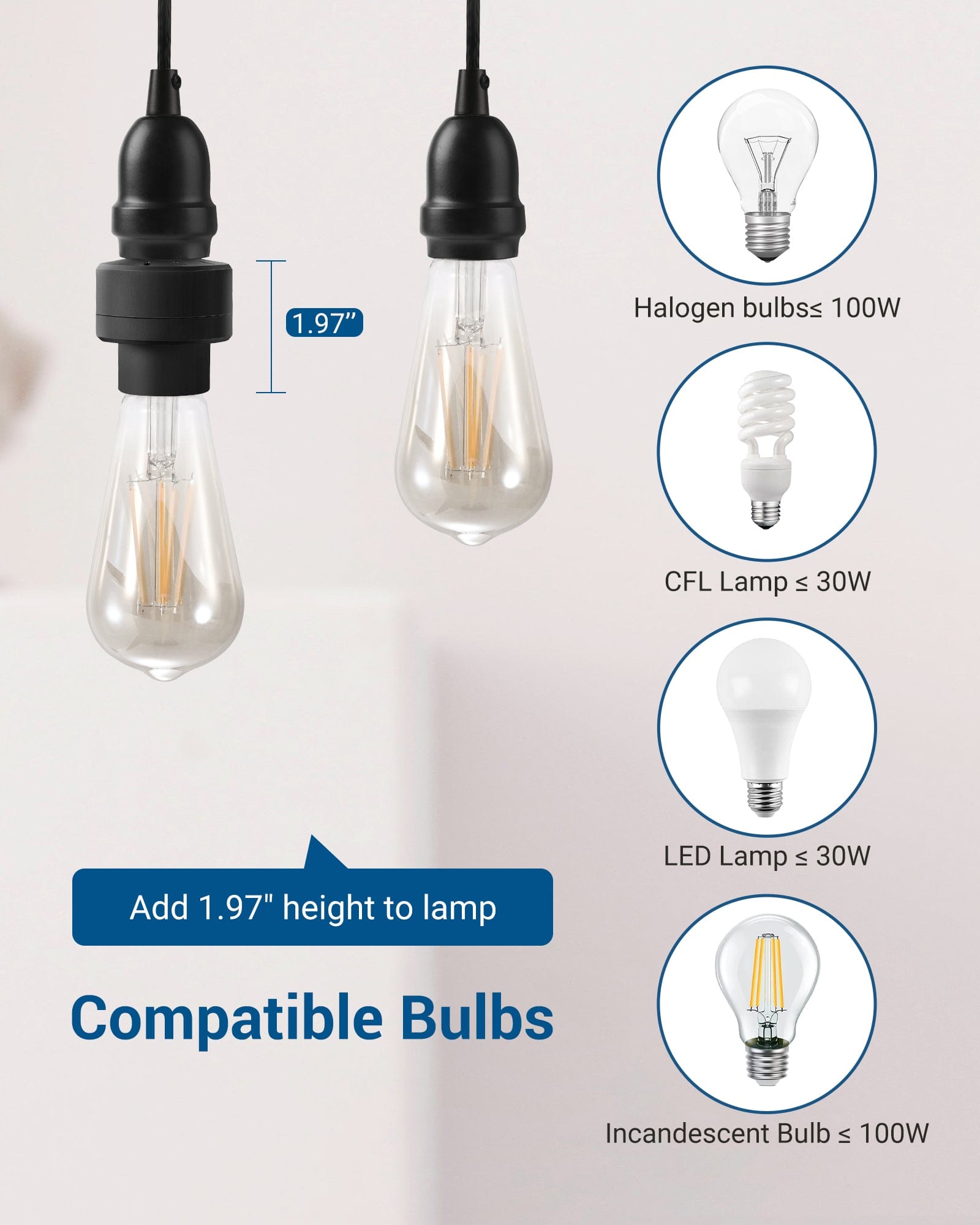 DEWENWILS Remote Control Light Socket, Wireless Light Switch for Pull Chain Light Lamp Fixtures, 100FT Range, No Wiring Needed (1 Wall Mounted Controller+1 Bulb Base, Shorter Version)-HRLS11G