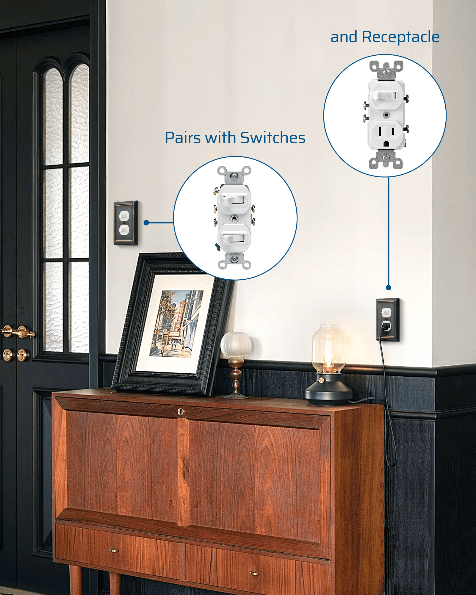 DEWENWILS 4-Pack Duplex Wall Plate, Metal Wall Outlet Cover for Receptacle, Light Switch, Aged Bronze-HDWP14B