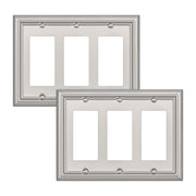 DEWENWILS 2-Pack Triple Decorator Wall plates, Brushed Nickel Outlet Covers, Metal Face Plates for Electrical Outlets, GFCI, Dimmer Switch-HRWP32A