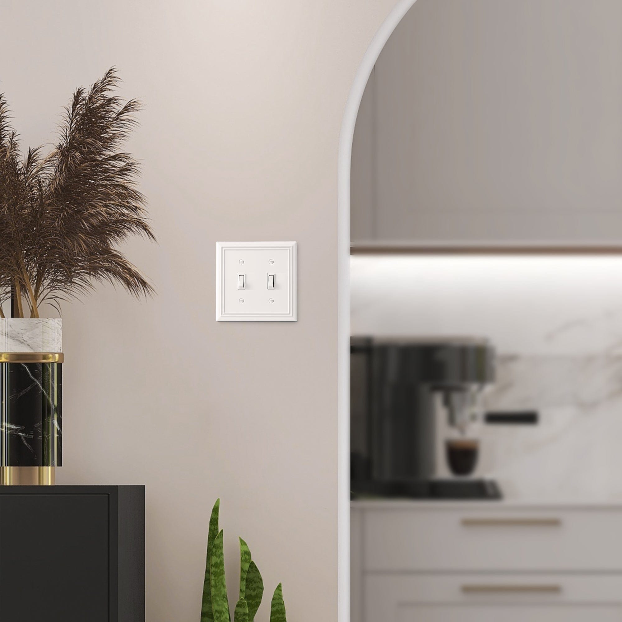 DEWENWILS 2 Pack White Light Switch Cover, Metal Toggle Light Switch Wall Plate-HTWP22C