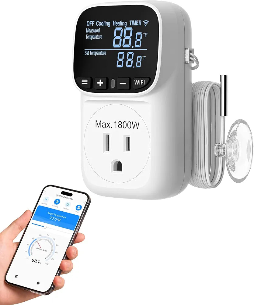 DEWENWILS Smart Temperature Controller, 15A Smart Thermostat with Memory