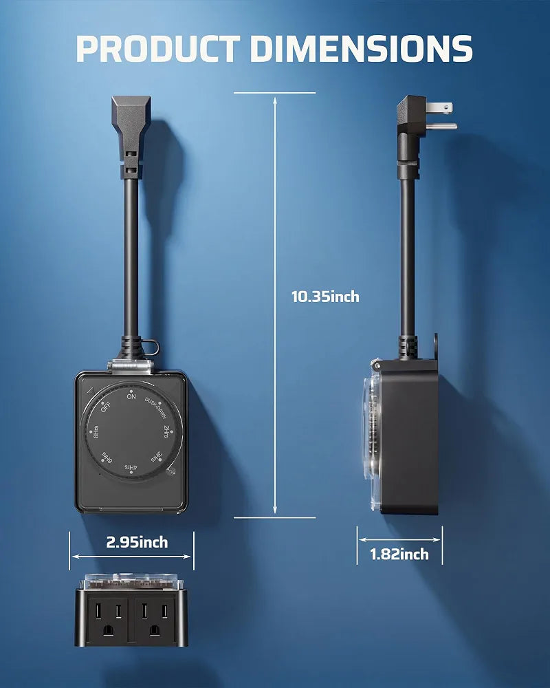 DEWENWILS Outdoor Timer Outlet, Dusk to Dawn, Dual Grounded Outlets
