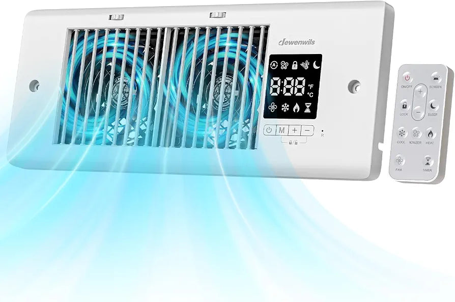 DEWENWILS Quiet Register Booster Fan, 4" x 12", 140 CFM, Remote Control