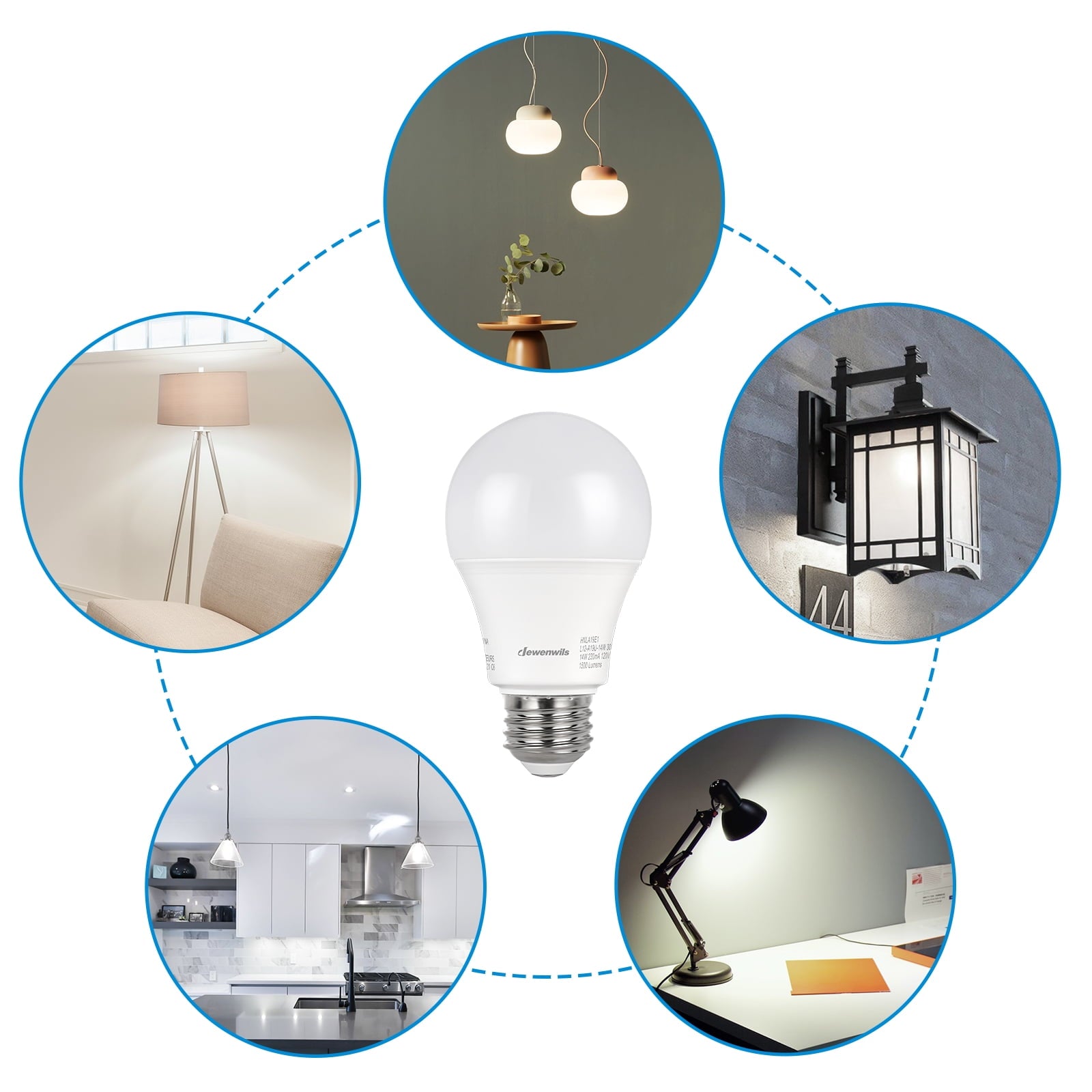 DEWENWILS 4-Pack Daylight LED Light Bulbs 100 Watt Equivalent,1500 Lumen 14 Watt 5000K E26 Base