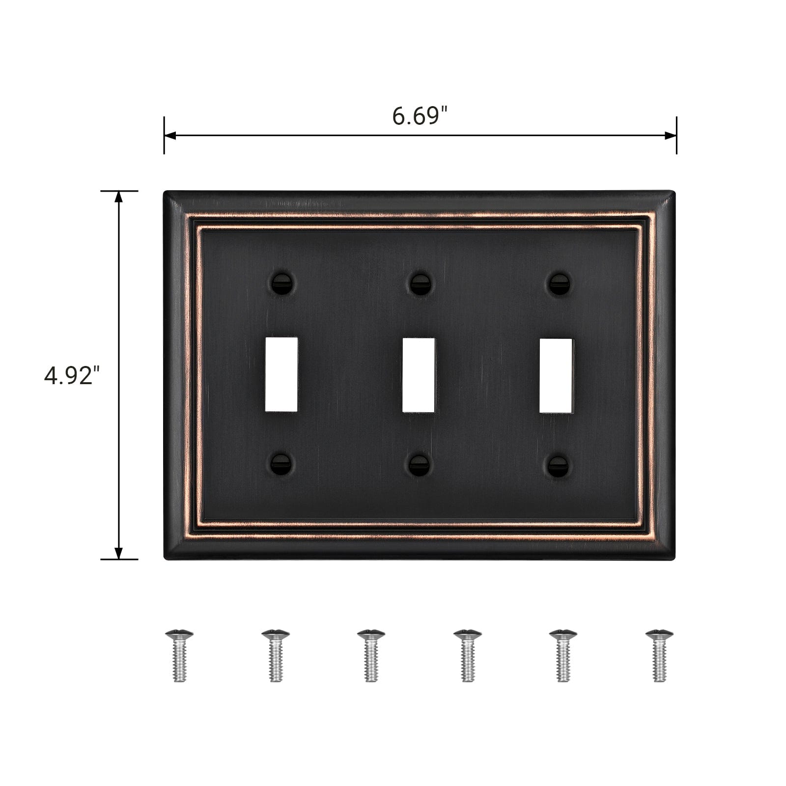 DEWENWILS 2 Pack Triple Toggle Wallplates, Aged Bronze Light Switch Covers, Heavy Duty Matel Material-HTWP32B