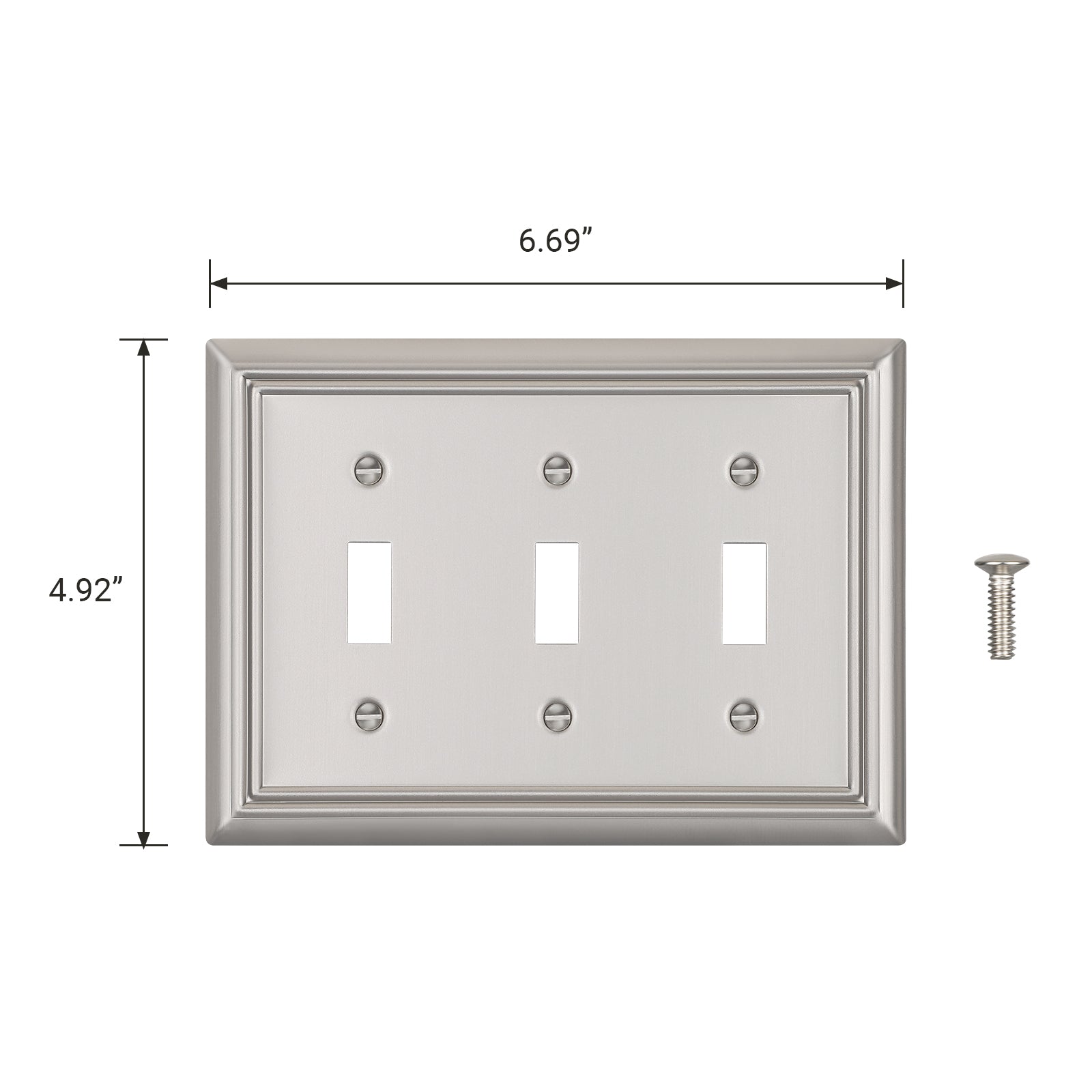 DEWENWILS 2 Pack Tripple Toggle Wallplates, Brushed Nickel Light Switch Covers, Heavy Duty Matel Material-HTWP32A