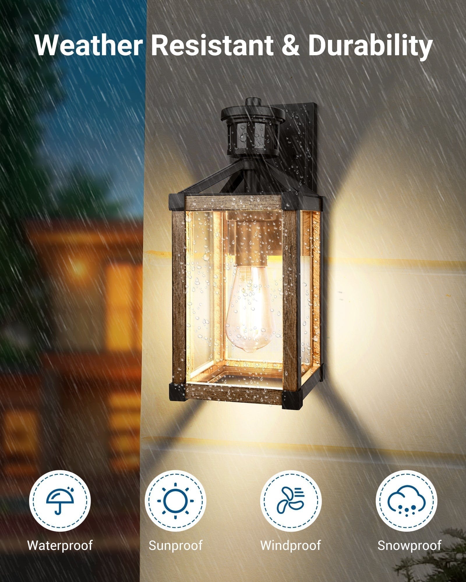 DEWENWILS Motion Sensor Outdoor Wall Light, Dusk to Dawn Exterior Lantern Fixture, Farmhouse Wall Mount Waterproof Porch Light with Clear Glass, Outside Wall Sconce for House Garage Patio-F4HOWL07C