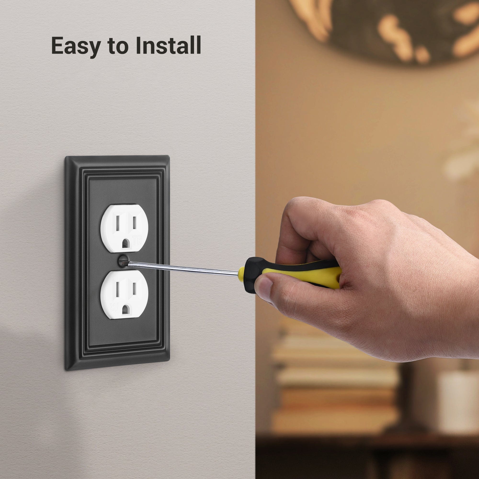 DEWENWILS 4-Pack Metal Duplex Wallplates, Black Finish Outlet Covers for Electrical Outlets-HDWP14D