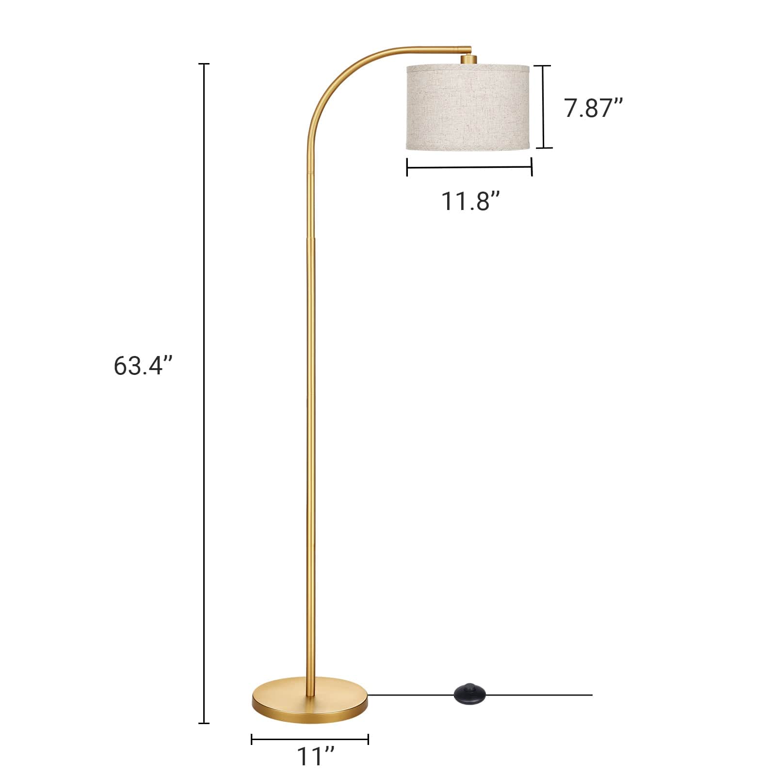 DEWENWILS Modern Gold Arched Floor Lamps with Adjustable Lampshade, Standing Tall Arc Lamp, Corner Reading Light for Living Room, Bedroom, Office, Simple Design Farmhouse Style (Gold)-HLFL04F