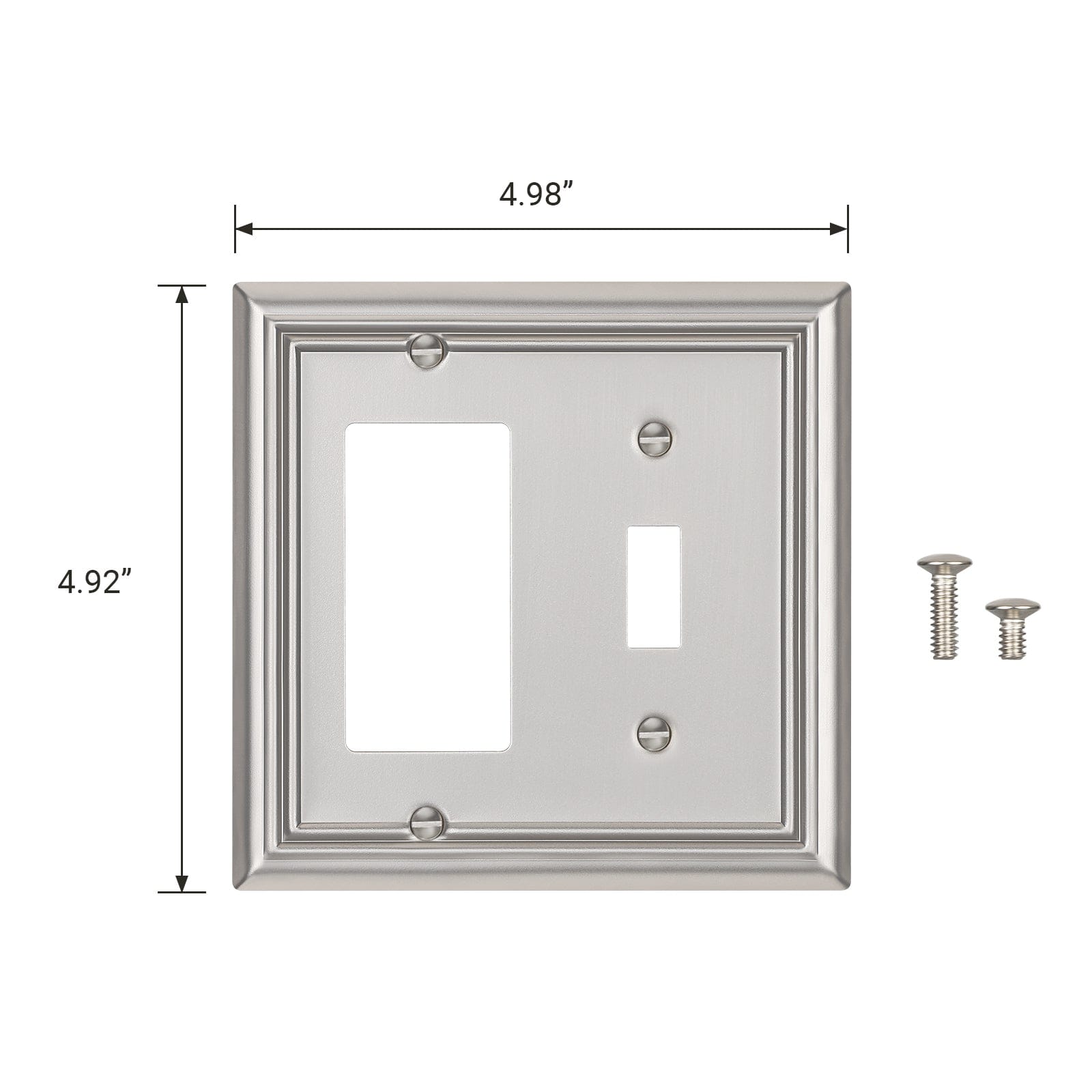 DEWENWILS 2-Pack Combo Toggle/Decorator Wall plates, Brushed Nickel Double Outlet Covers-HTRP22A