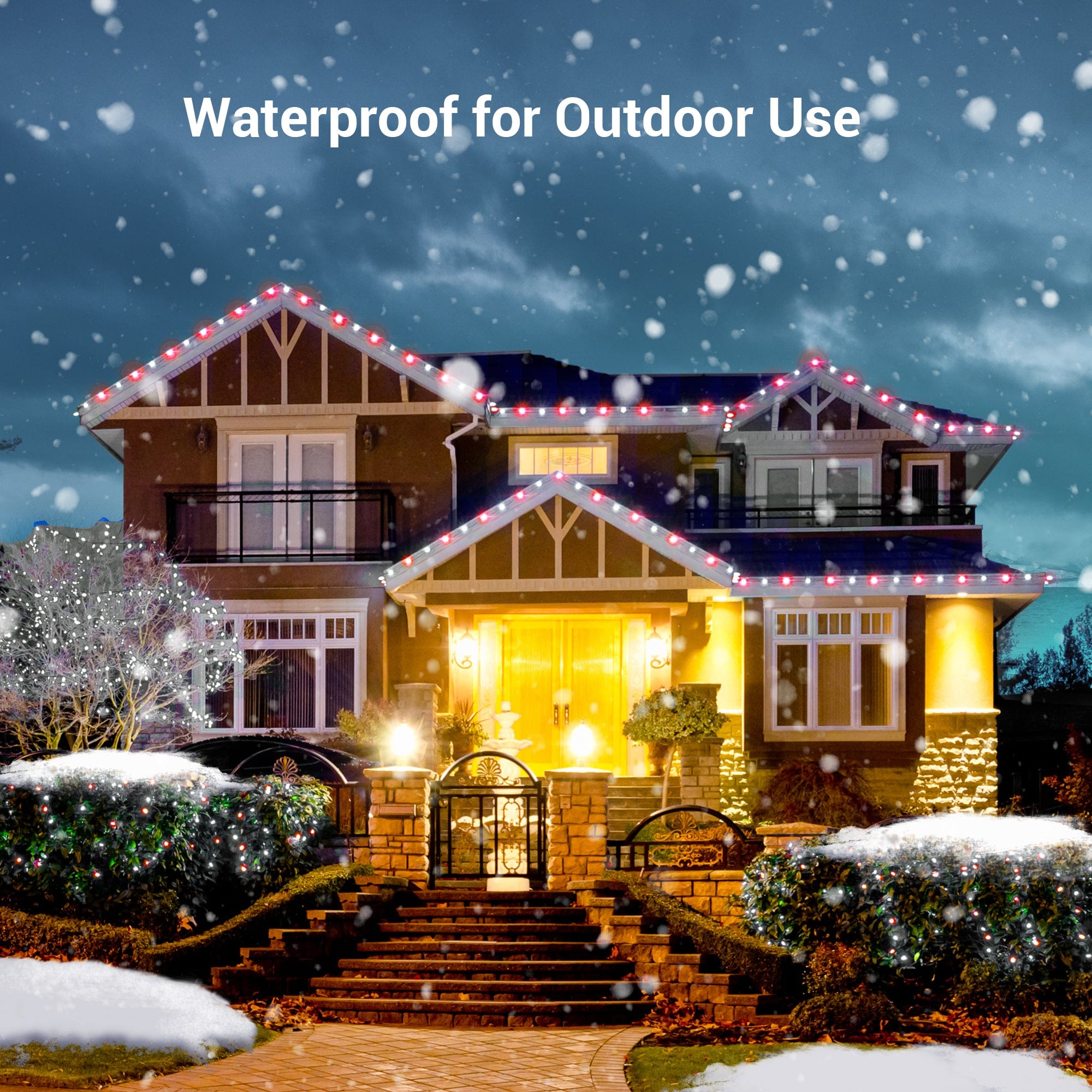 DEWENWILS C7 LED Christmas Lights Outdoor, 33.3ft 50LED Christmas String Lights, Outdoor Decorations for Christmas Tree, Patio, Garden, Yard, Green Wire, Red & White-HCSL01W