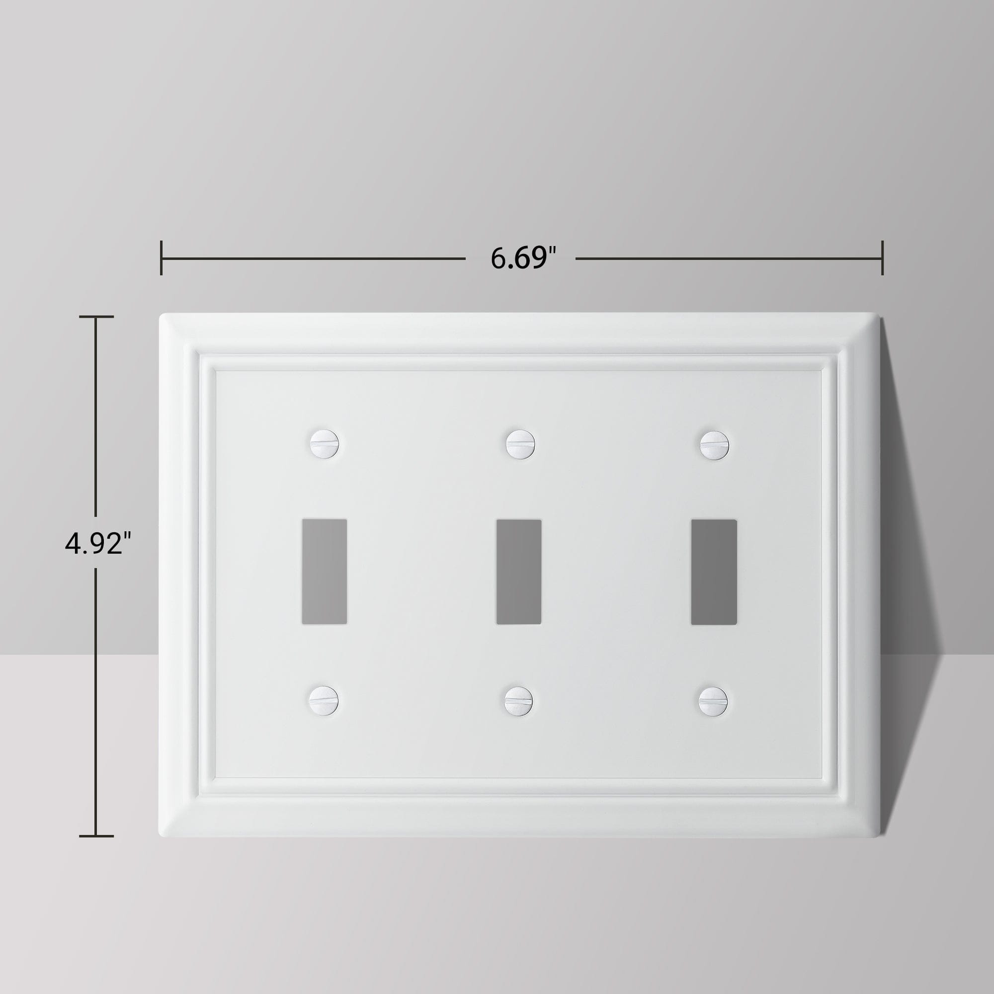 DEWENWILS 2 Pack Tripple Toggle Light Switch Cover, Metal Switch Plate Cover, White Finish-HTWP32C