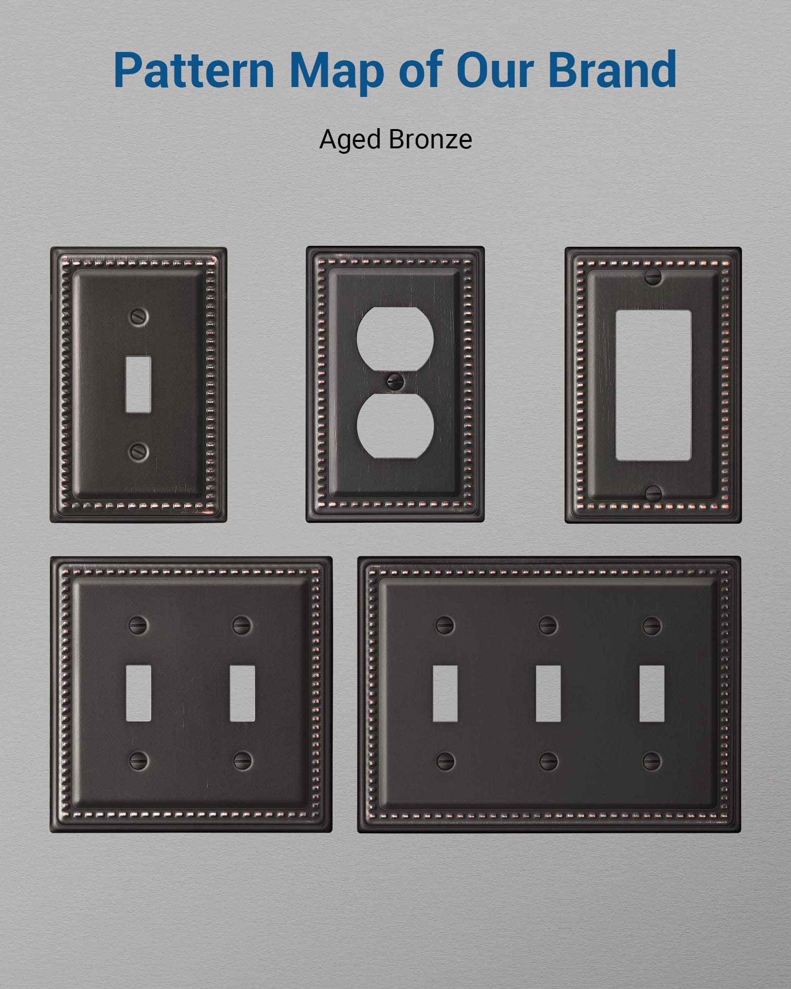 DEWENWILS Aged Bronze Light Switch Cover, Tripple Toggle Switch Wall Plates,Heavy-Duty Metal Material, Decorative Outlet Covers for Home, Office-HTXP03B