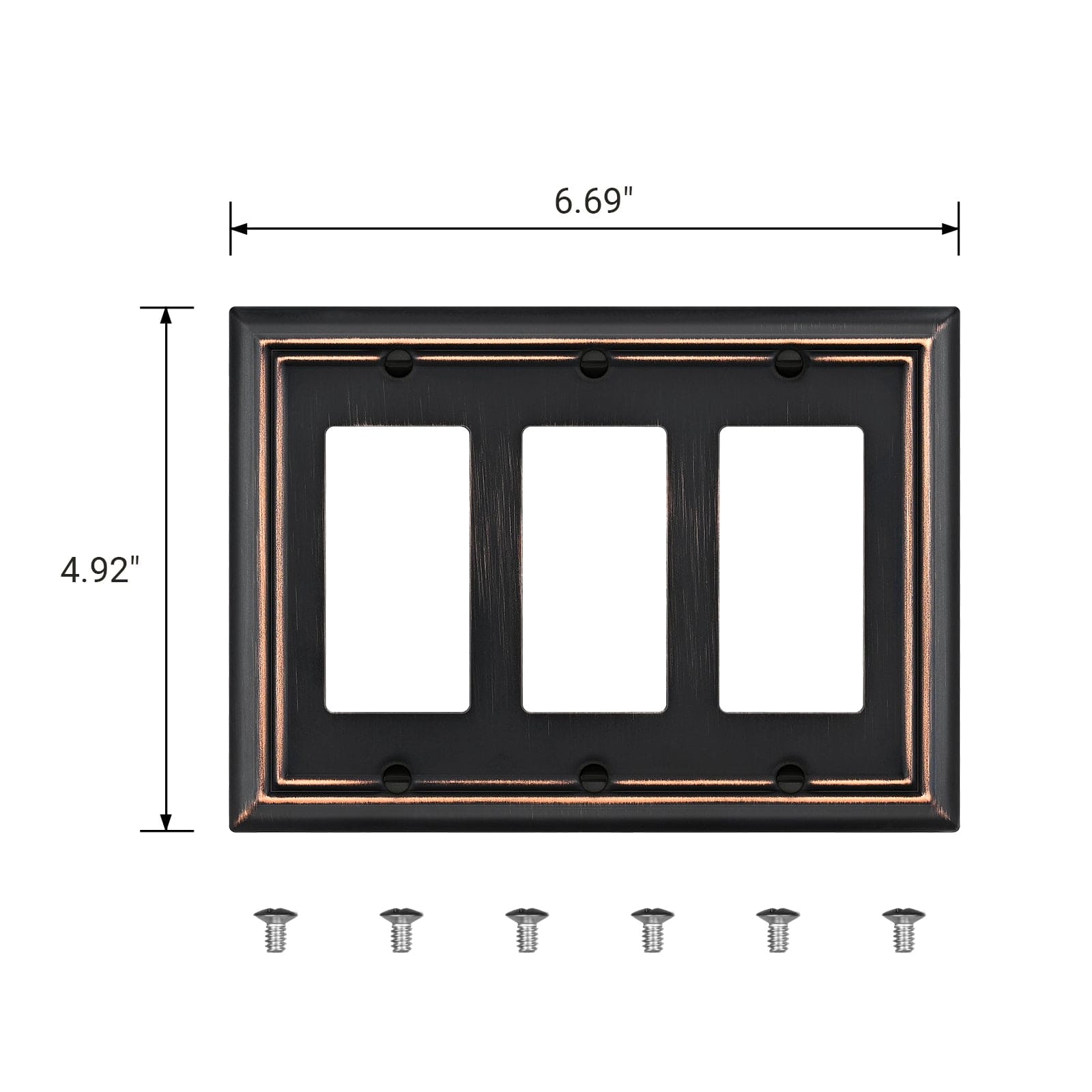 DEWENWILS Aged Bronze Outlet Plate Covers, Triple Decorator Wall plates, Metal Face Plates for Electrical Outlets, GFCI, Dimmer Switch, 2-Pack-HRWP32B