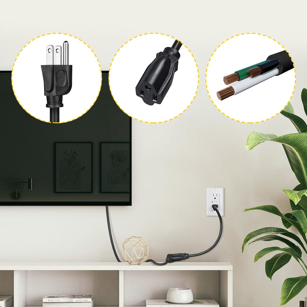 DEWENWILS 1ft Short Extension Cord, 16 AWG SJTW for Indoor Outdoor, 3 Prong Grounded Outlets Plugs, NEMA 5-15P to NEMA 5-15R (10 Pack) -HNCB01J