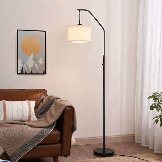 DEWENWILS Black Arched Floor Lamp, Stepless Dimmable Corner Light with Hanging Lampshade, Standing Tall Arc Lamp for Living Room, Bedroom, Office, 10W 3000K LED Bulb Included (Black)-HLFL04D1