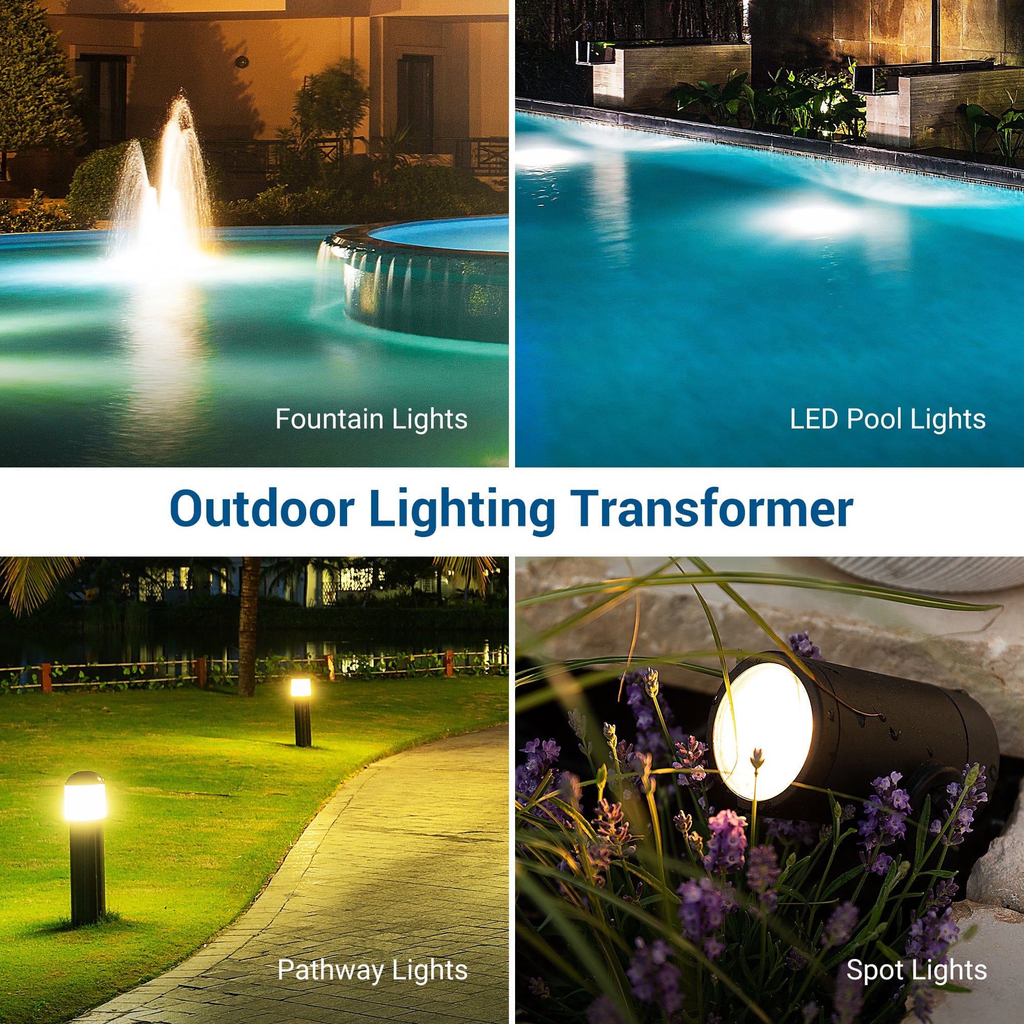 DEWENWILS 600W Low Voltage Transformer for fountain, LED pool, pathway, and spot lights in outdoor lighting applications