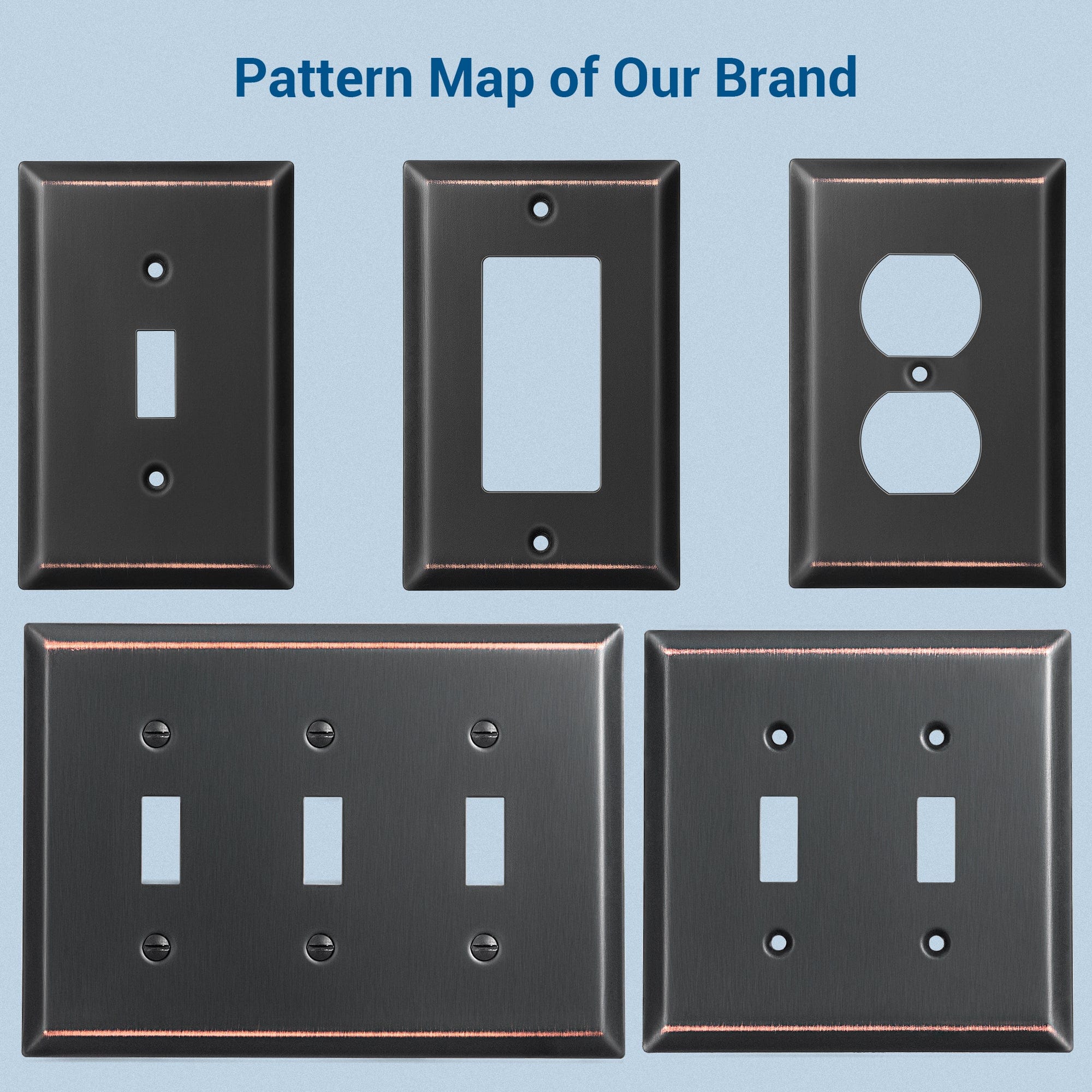 DEWENWILS 2 Pack Tripple Toggle Light Switch Cover,Aged Bronze Outlet Wall Plates, Solid Metal-HTXP02B