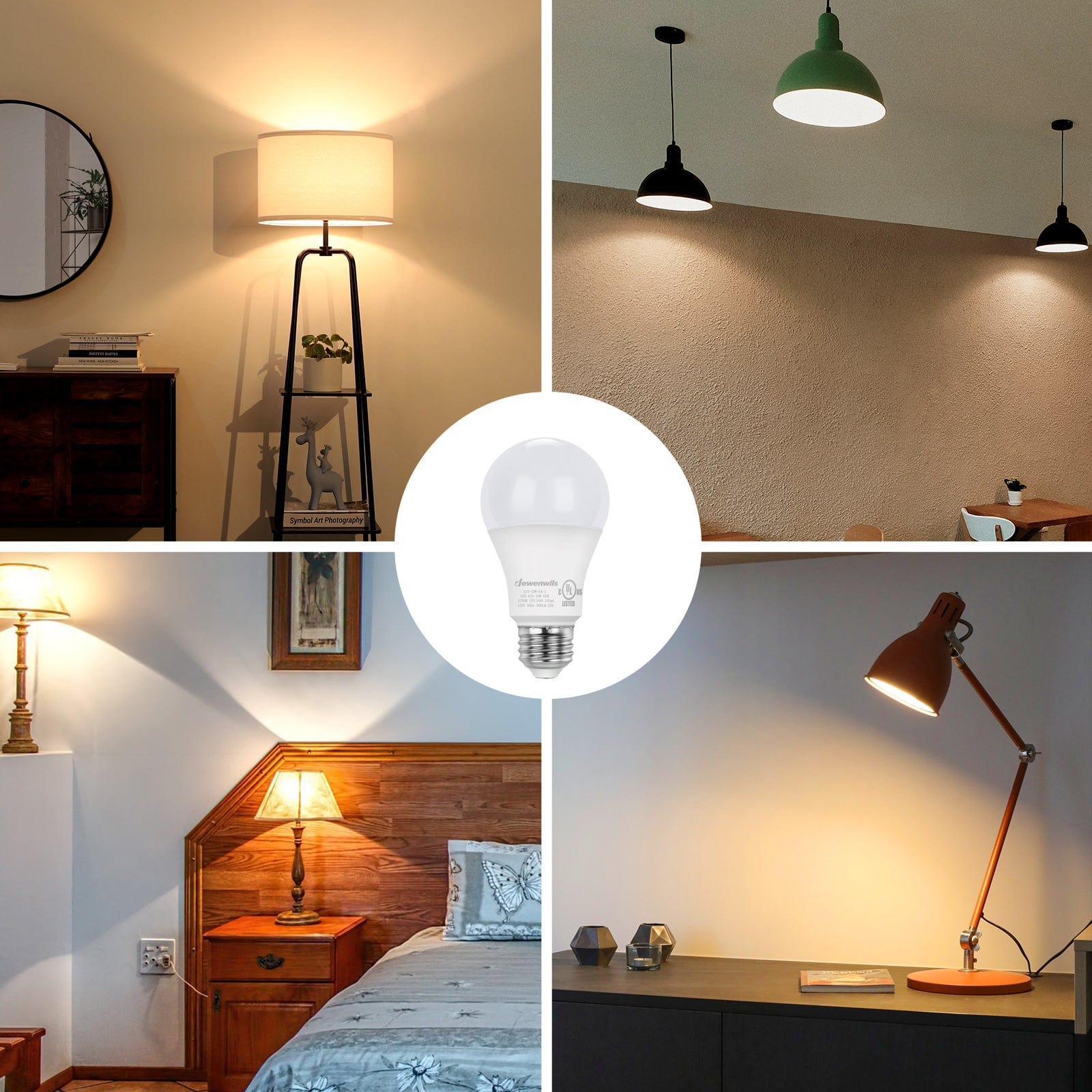 DEWENWILS 10-Pack Dimmable LED A19 Light Bulb, Soft White Light with Warm Glow, 800 Lumen, 2700K, 10W (60 Watt Equivalent), E26 Medium Screw Base-HDLA19K