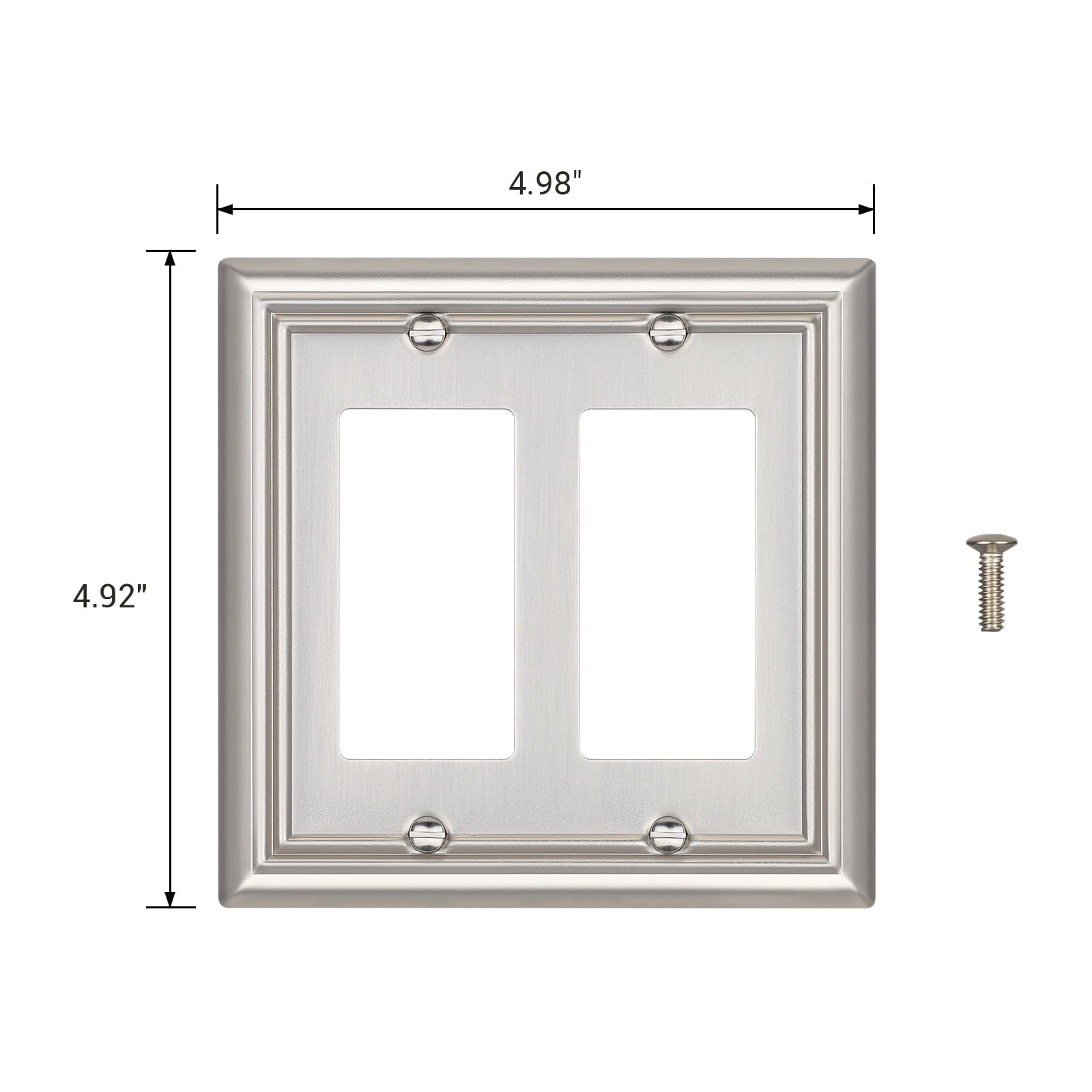 DEWENWILS 2-Pack Decorator Wall Plates, Brushed Nickel Outlet Covers, Metal Face Plates for Electrical Outlets, GFCI, Dimmer Switch-HRWP22A