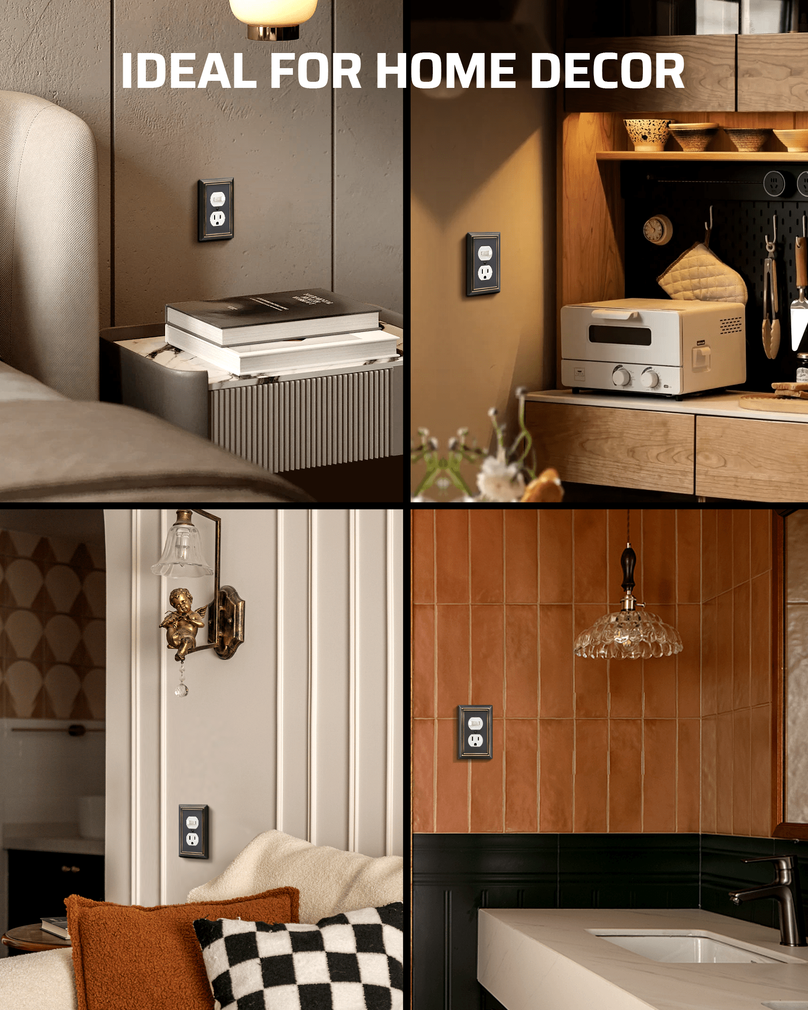 DEWENWILS Duplex Outlet Covers, Aged Bronze Outlet Wall Plates, 4.92" x 3.14" Light Switch Cover Plates, Metal Electrical Outlet Cover Plates, 2 Pack-HDWP12B